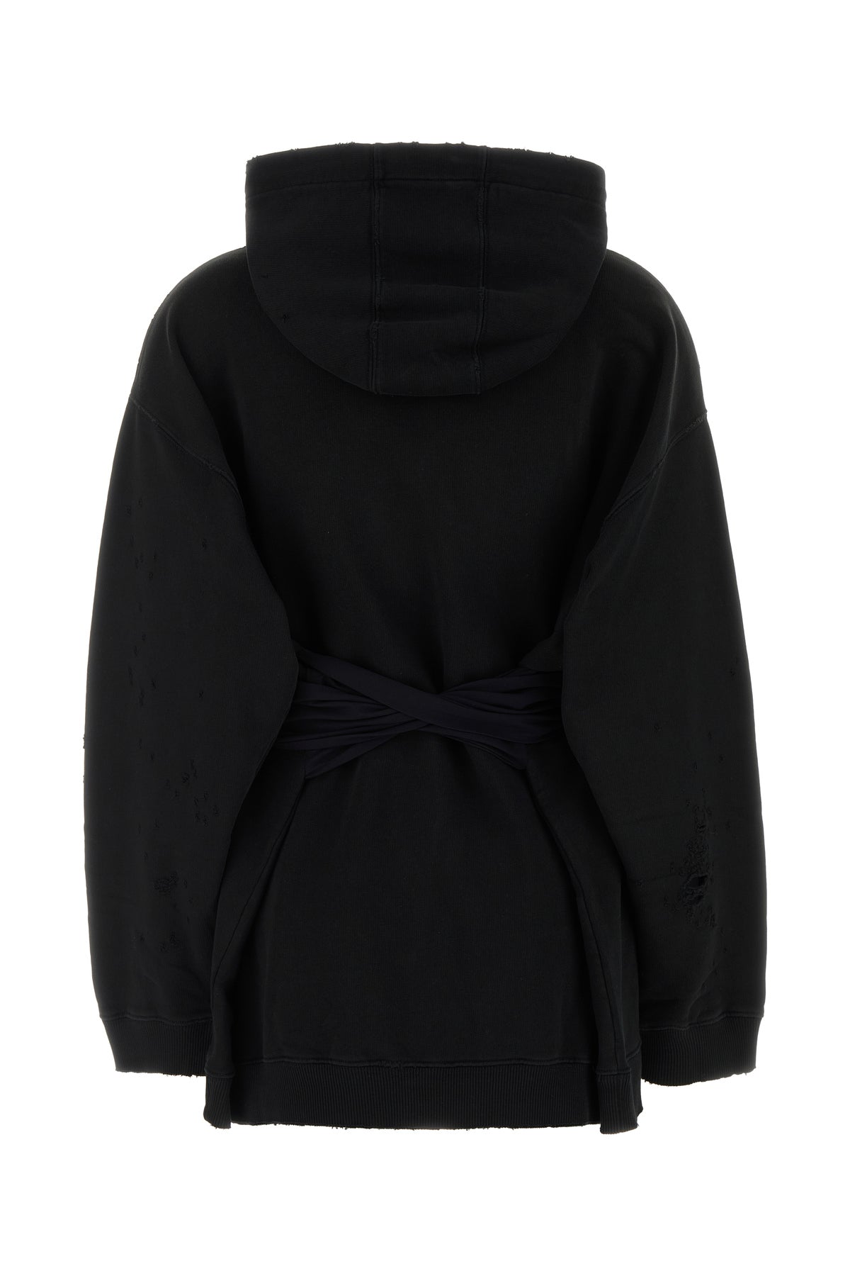 MM6 Maison Margiela Mini abito felpa in cotone nero, view 2