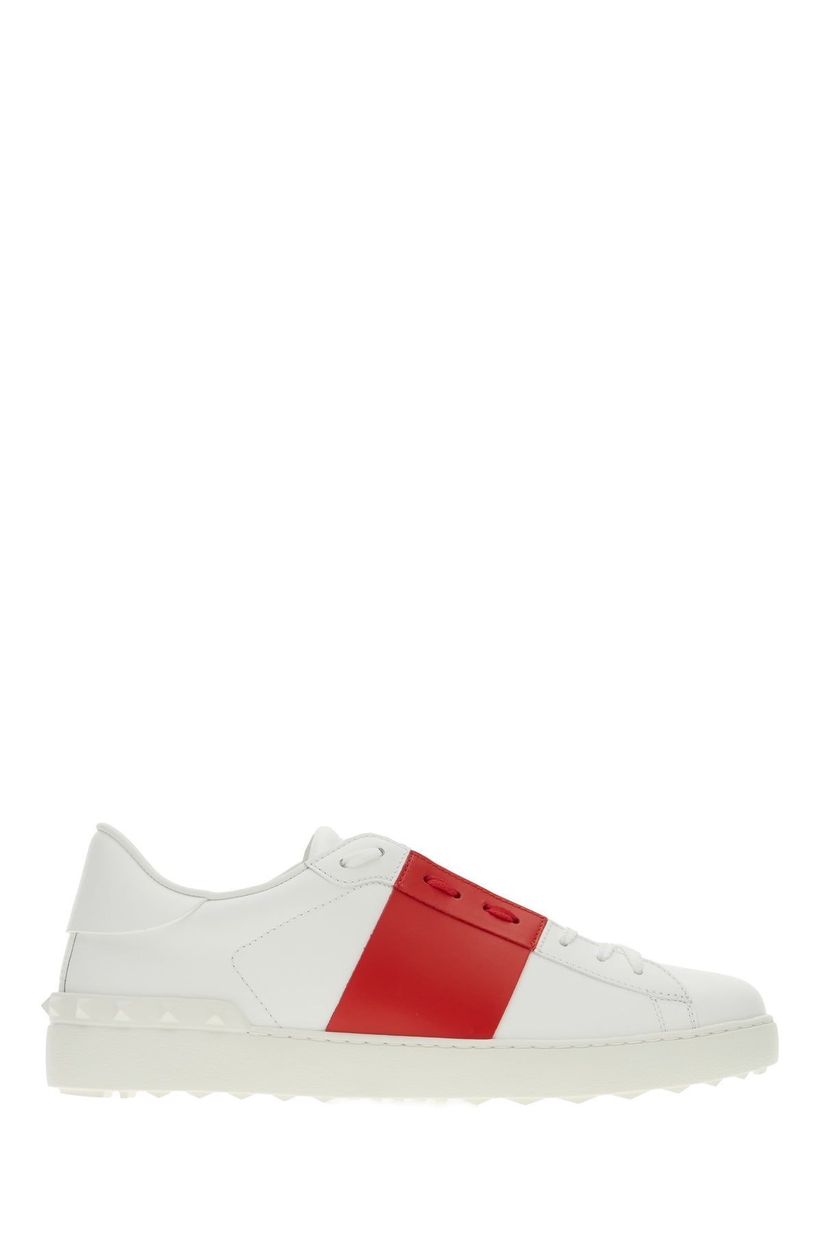 Valentino Garavani Sneakers Open in pelle bianca con banda rossa