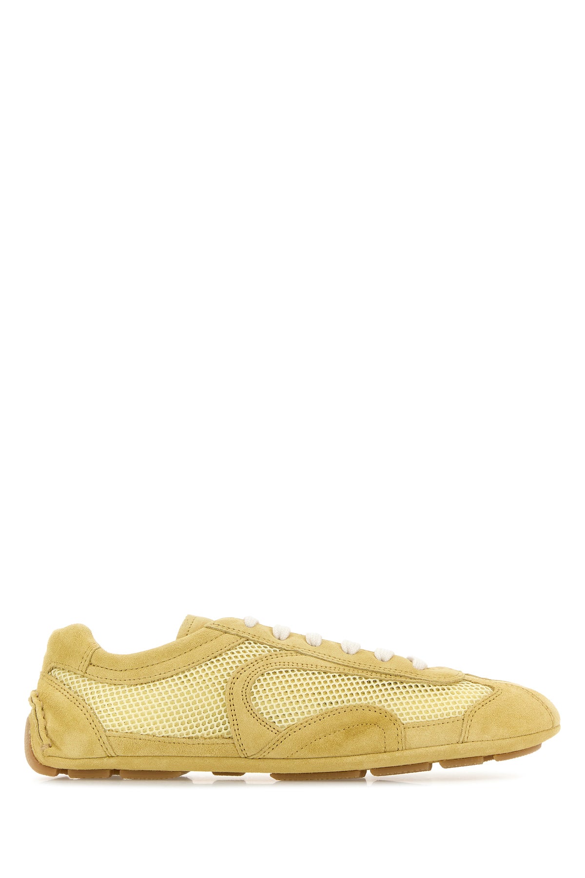Prada Sneakers Montecarlo gialle in pelle scamosciata e rete