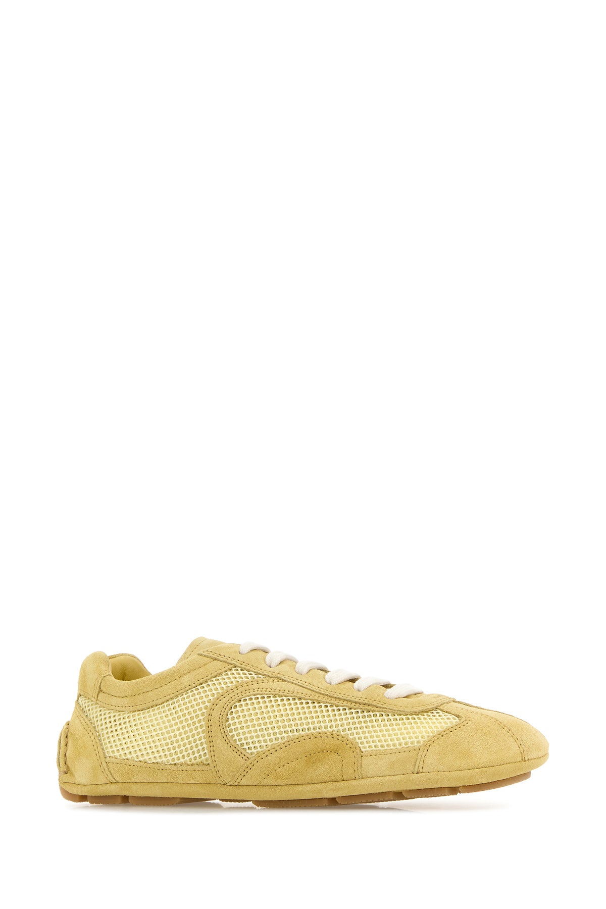 Prada Sneakers Montecarlo gialle in pelle scamosciata e rete, view 2