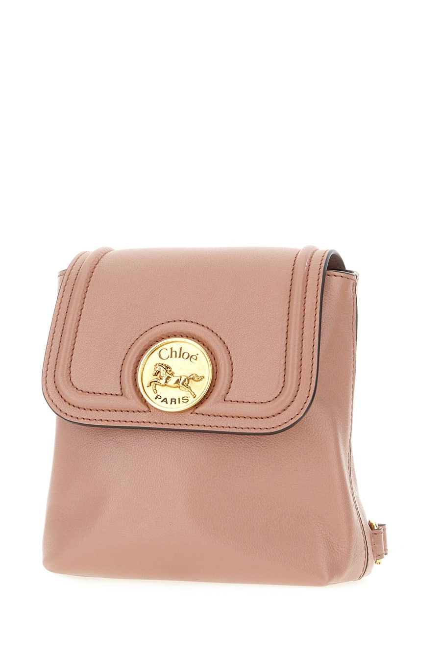 Chloé Zaino Horse Medal in pelle rosa antico, view 2