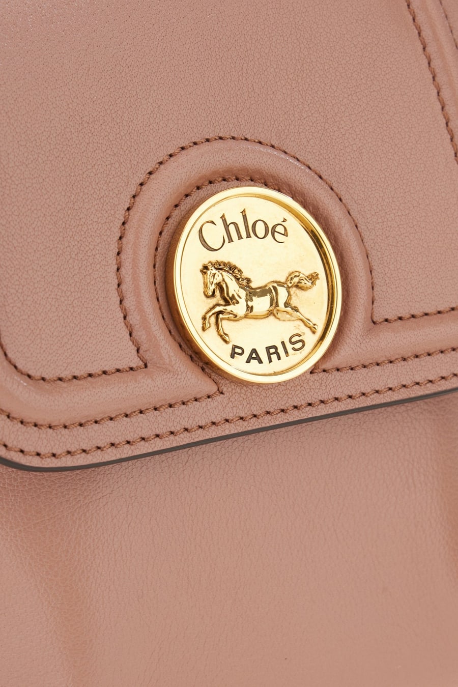 Chloé Zaino Horse Medal in pelle rosa antico, view 4
