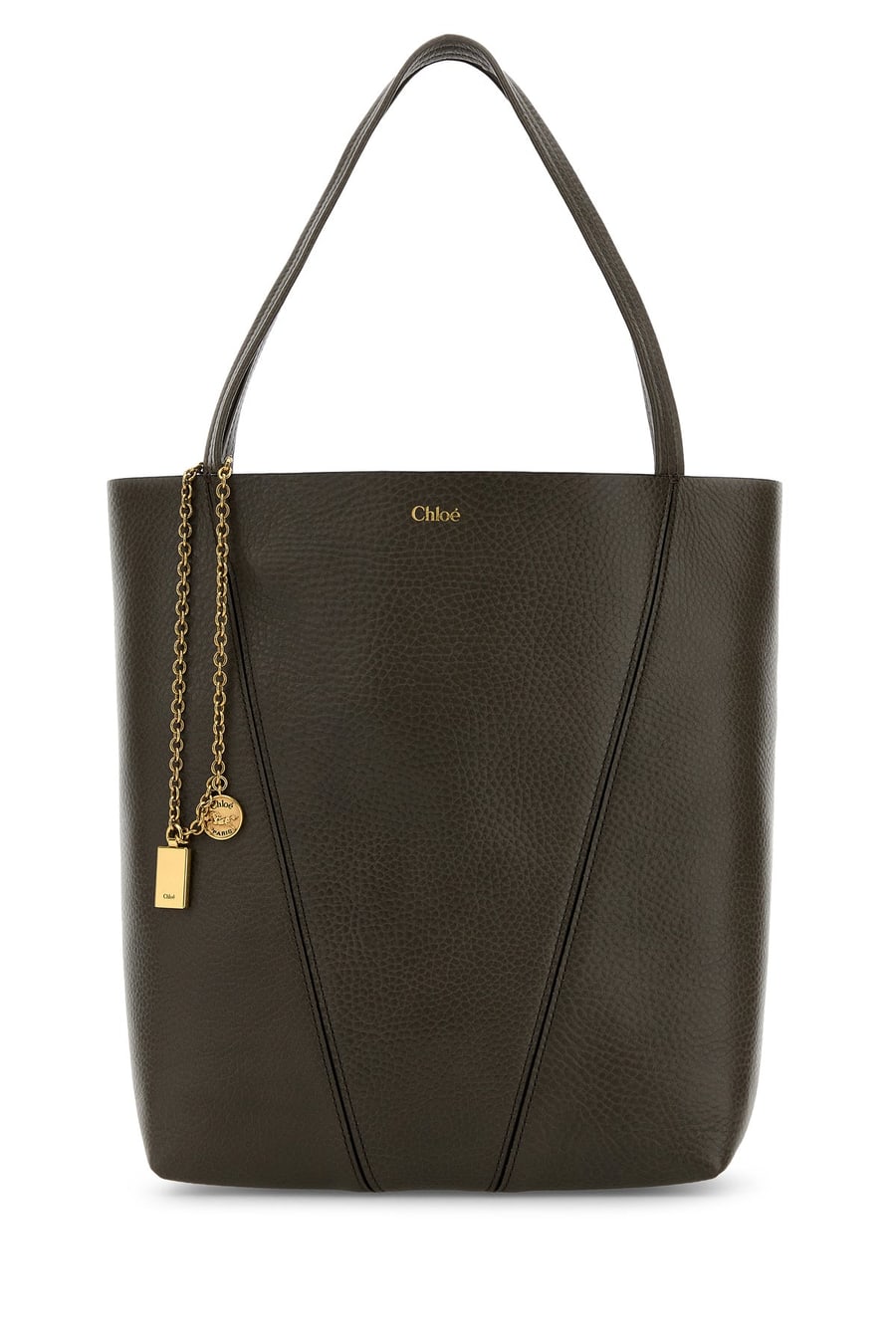 Chloé Borsa shopping Spin in pelle fango