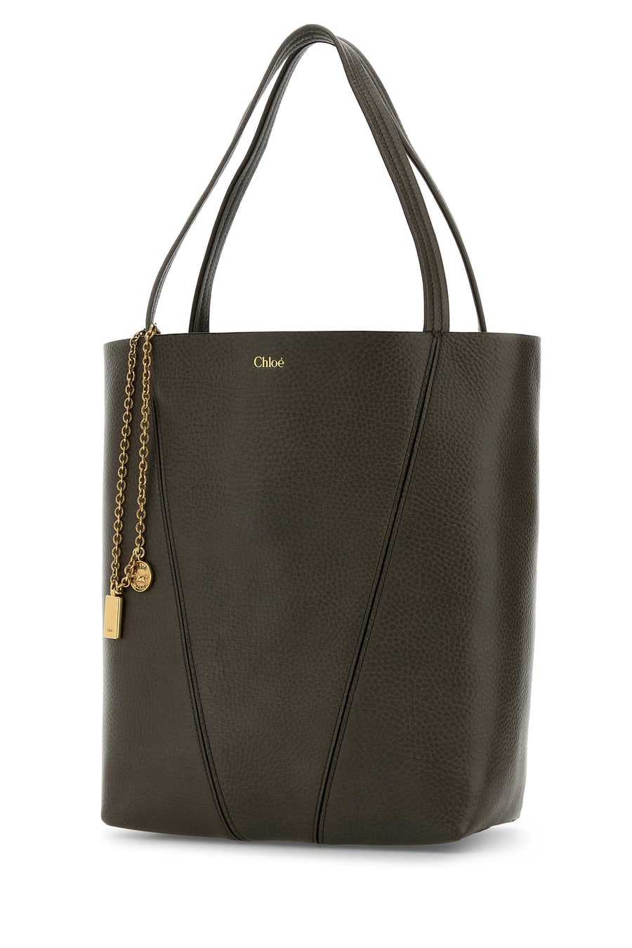 Chloé Borsa shopping Spin in pelle fango, view 2