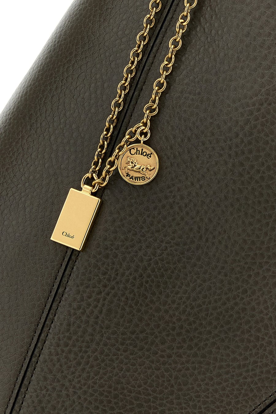 Chloé Borsa shopping Spin in pelle fango, view 4
