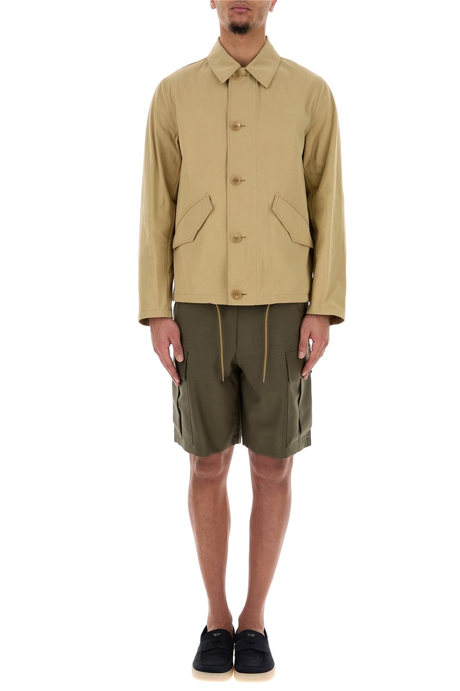 Prada Bermuda in misto mohair verde militare, view 6