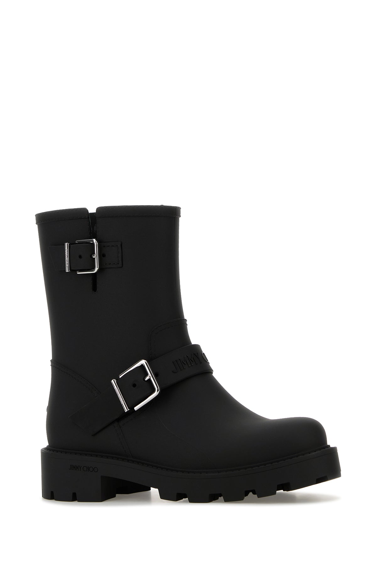 Jimmy Choo Stivaletti Biker Rain in gomma nera, view 2