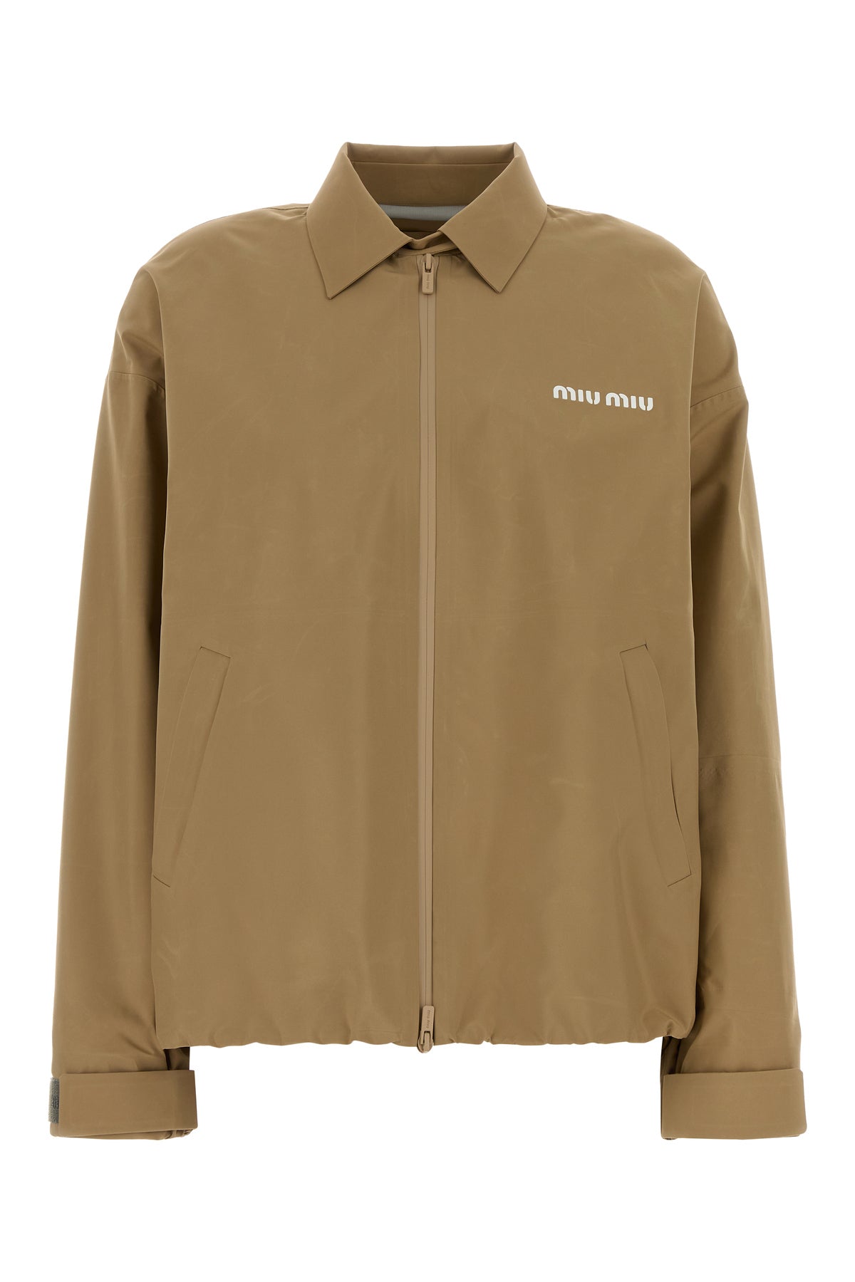 Miu Miu Giacca a vento in tessuto tecnico beige