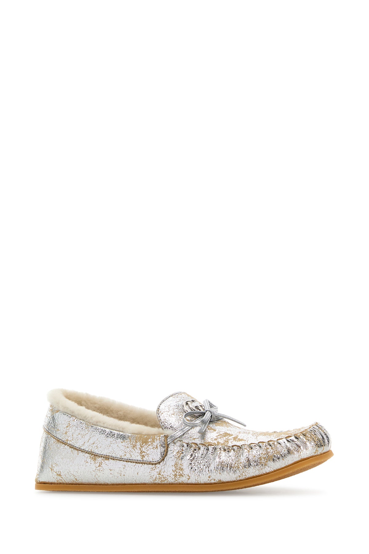 Gucci Mocassini in pelle argento, view 2