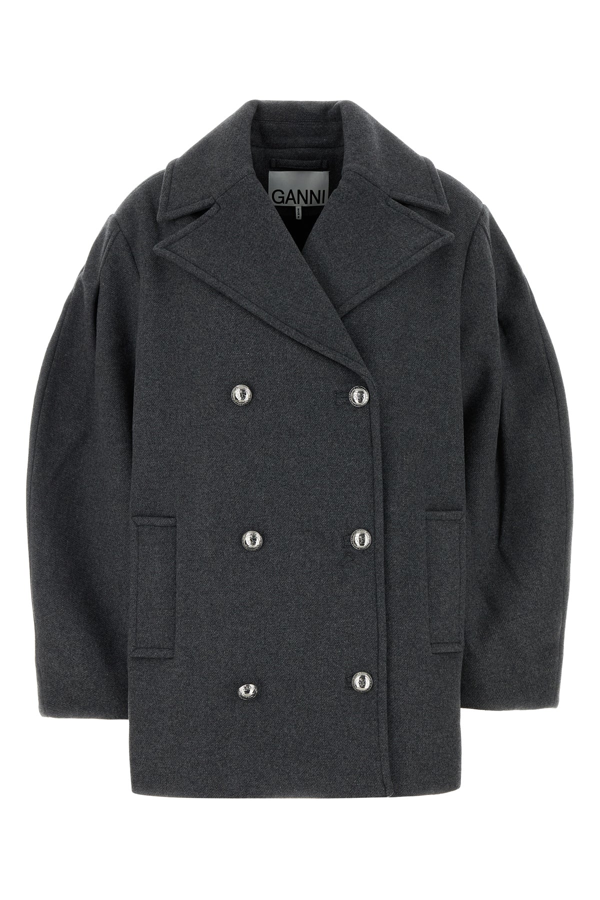 Ganni Cappotto in misto lana grigia