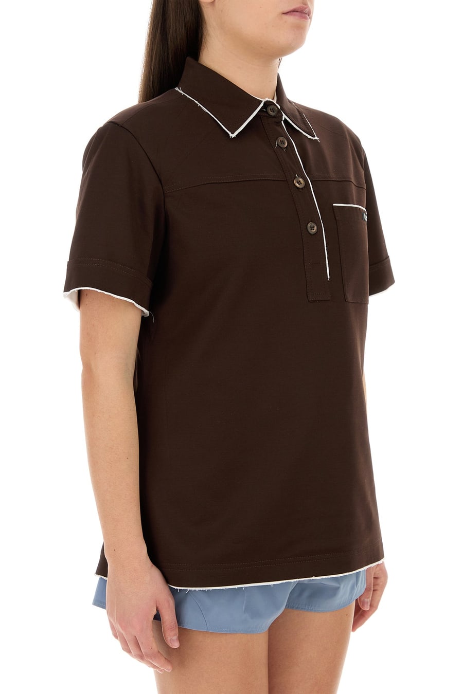 Prada Polo in cotone cioccolato, view 3