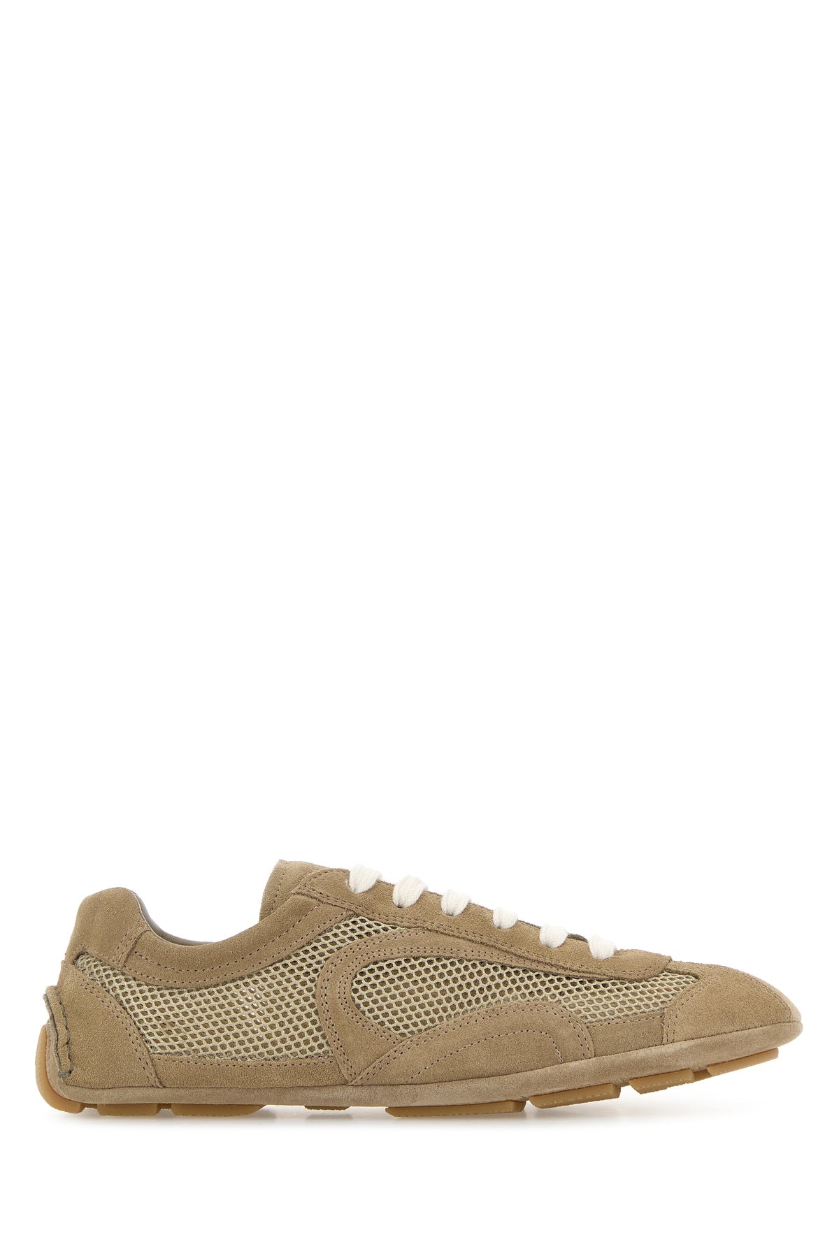 Prada Sneakers Montecarlo beige in pelle scamosciata e rete
