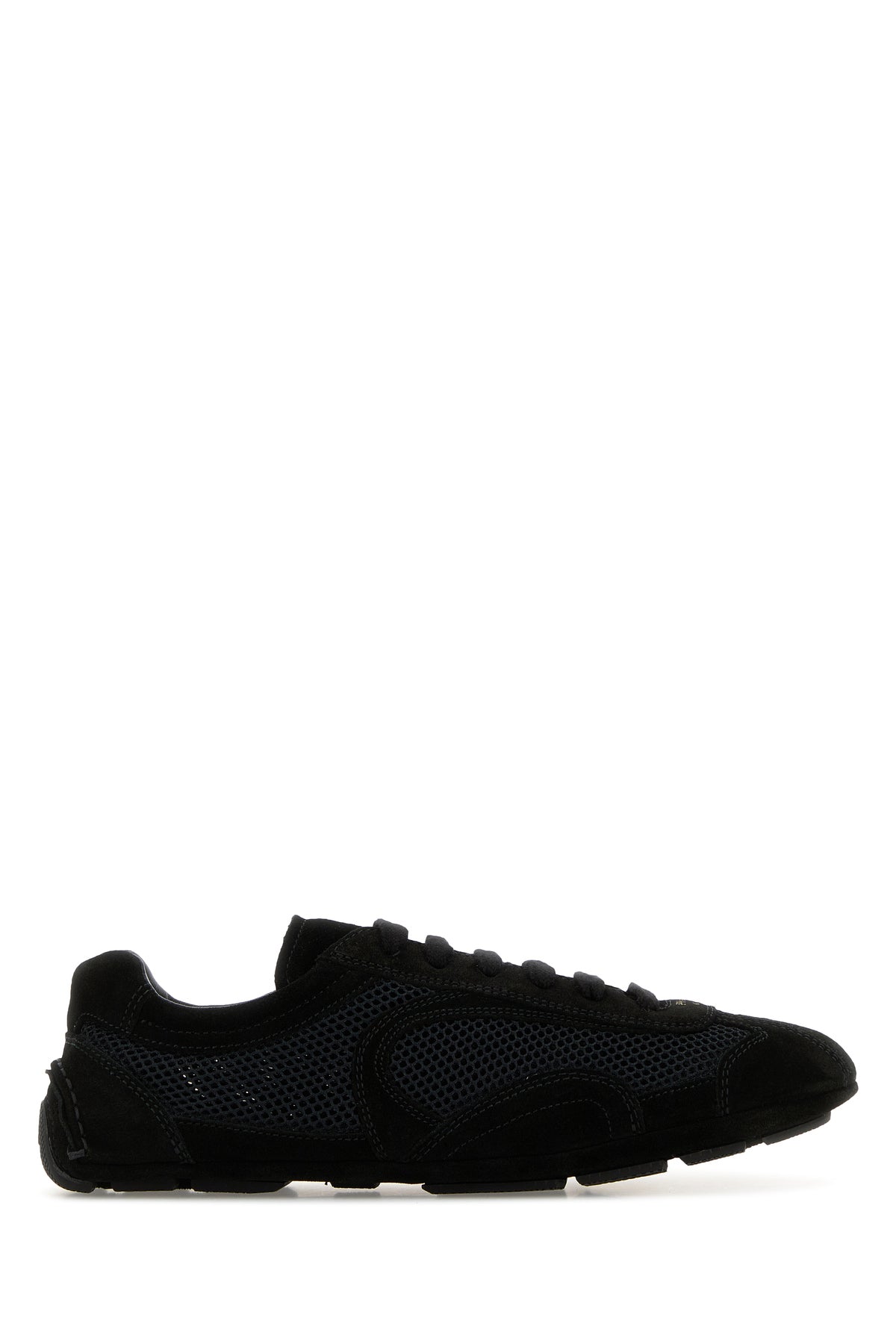 Prada Sneakers Montecarlo nere in pelle scamosciata e rete