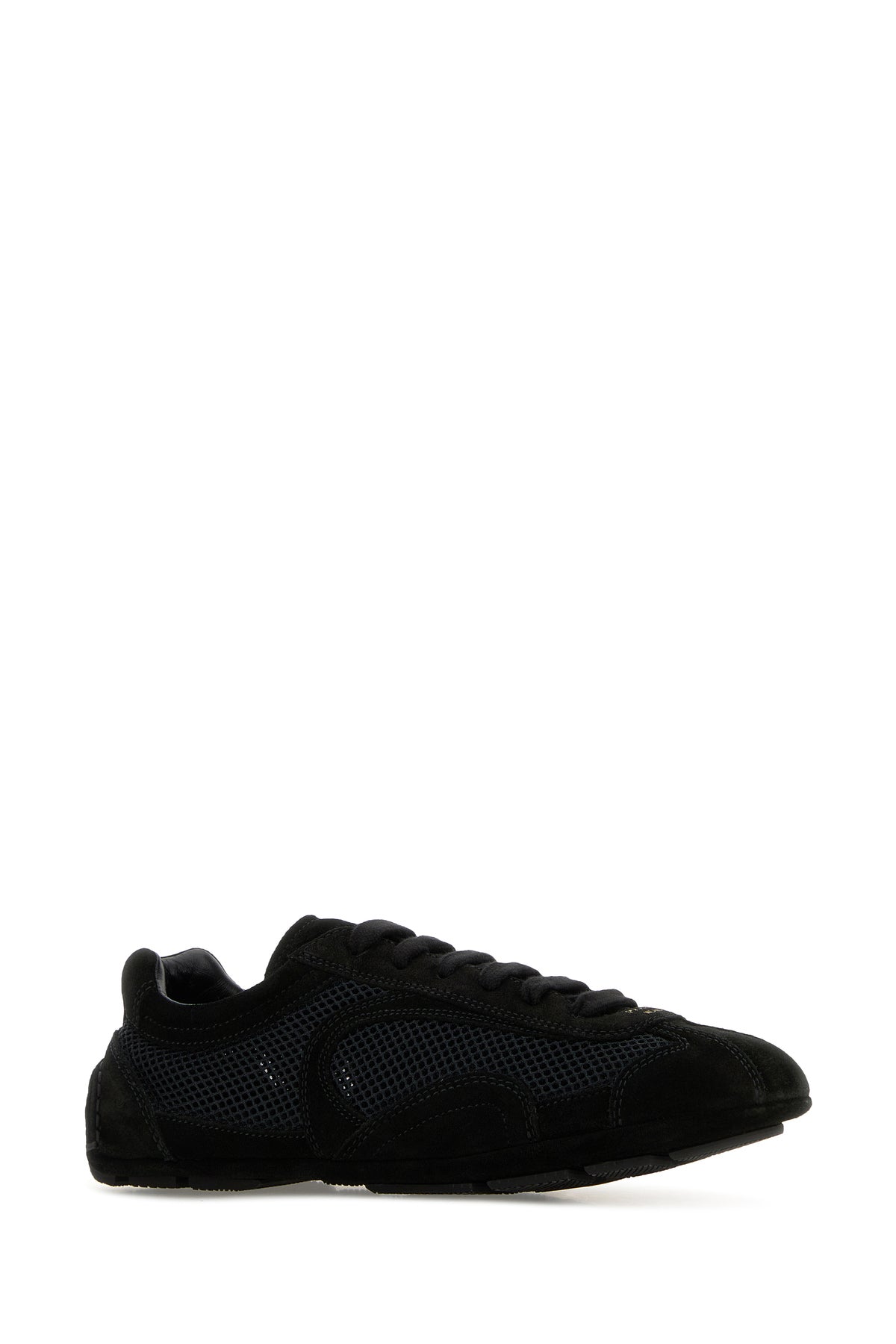 Prada Sneakers Montecarlo nere in pelle scamosciata e rete, view 2