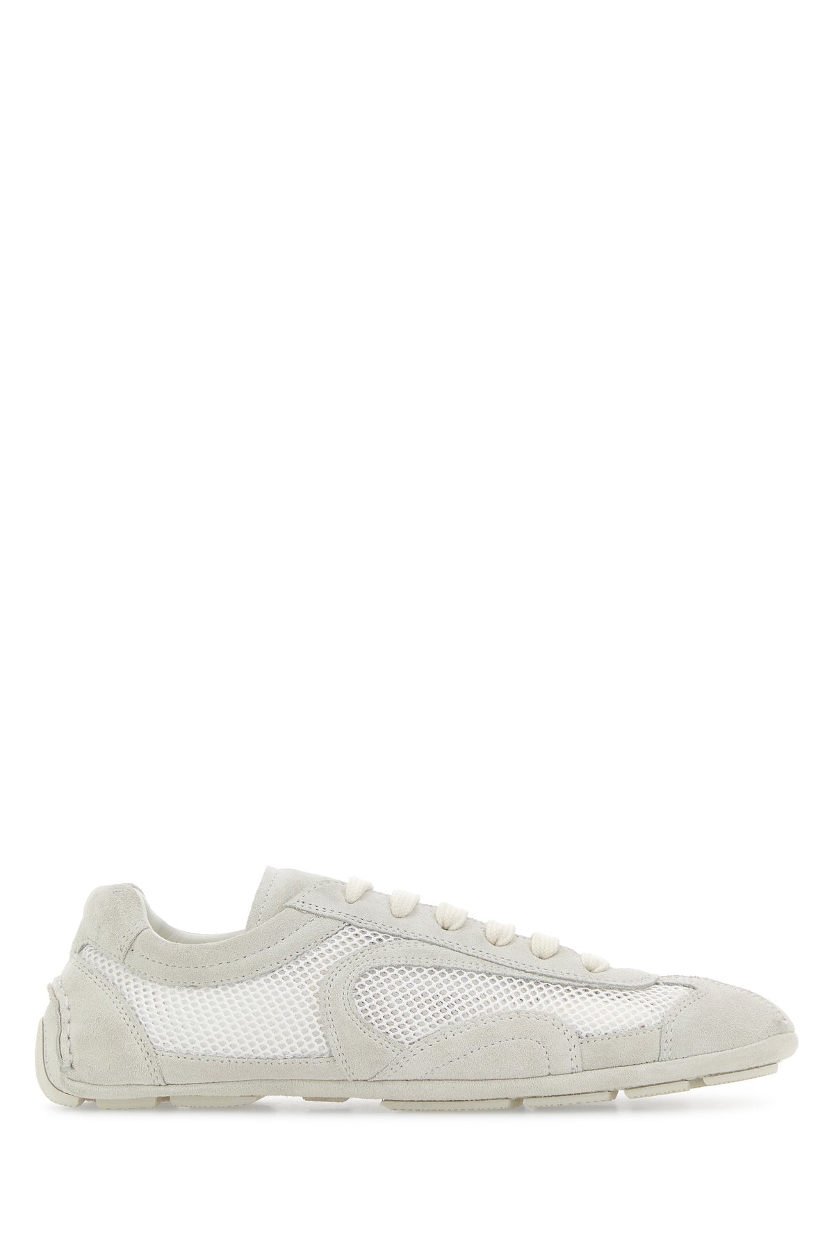 Prada Sneakers Montecarlo bianche in pelle scamosciata e rete