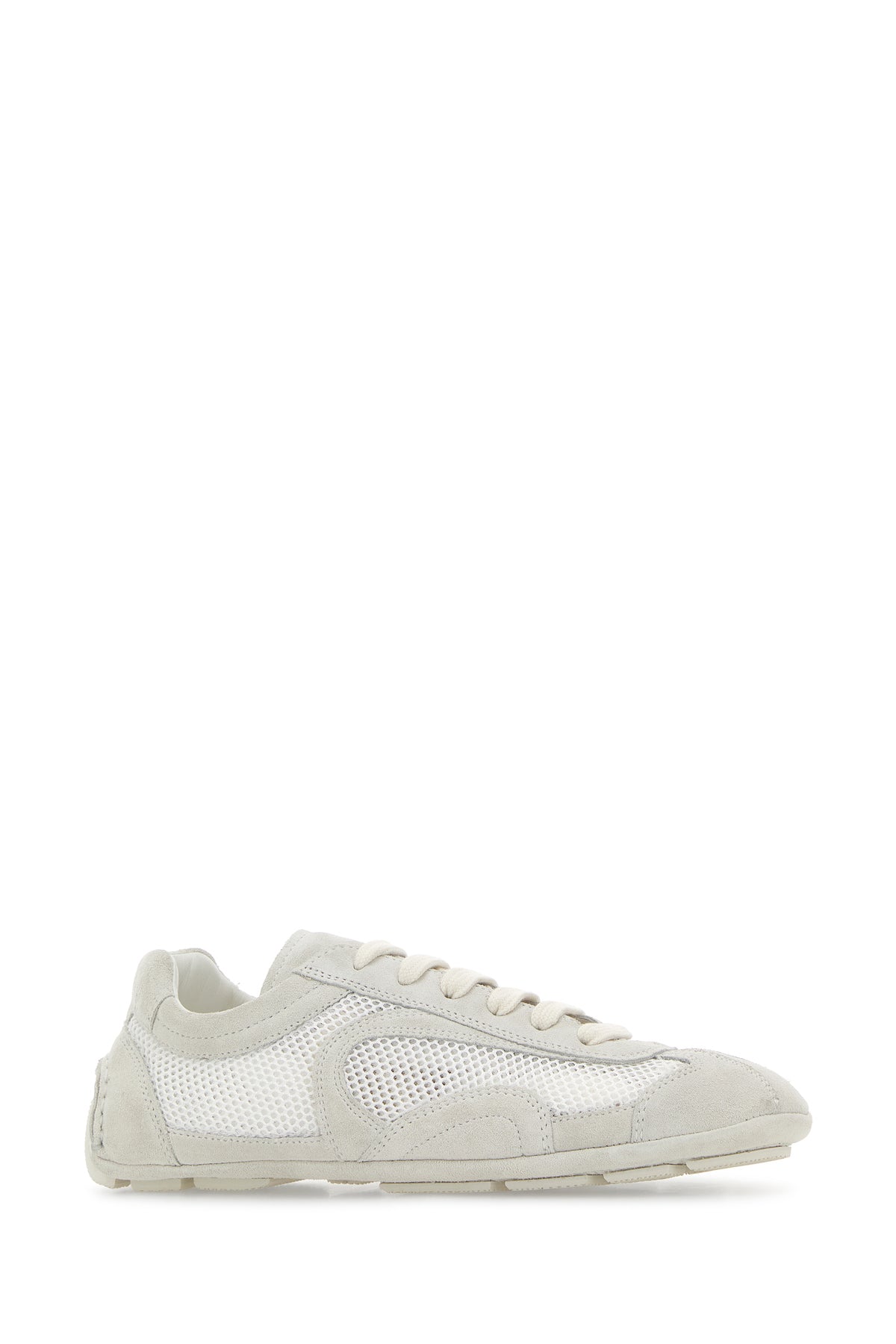 Prada Sneakers Montecarlo bianche in pelle scamosciata e rete, view 2