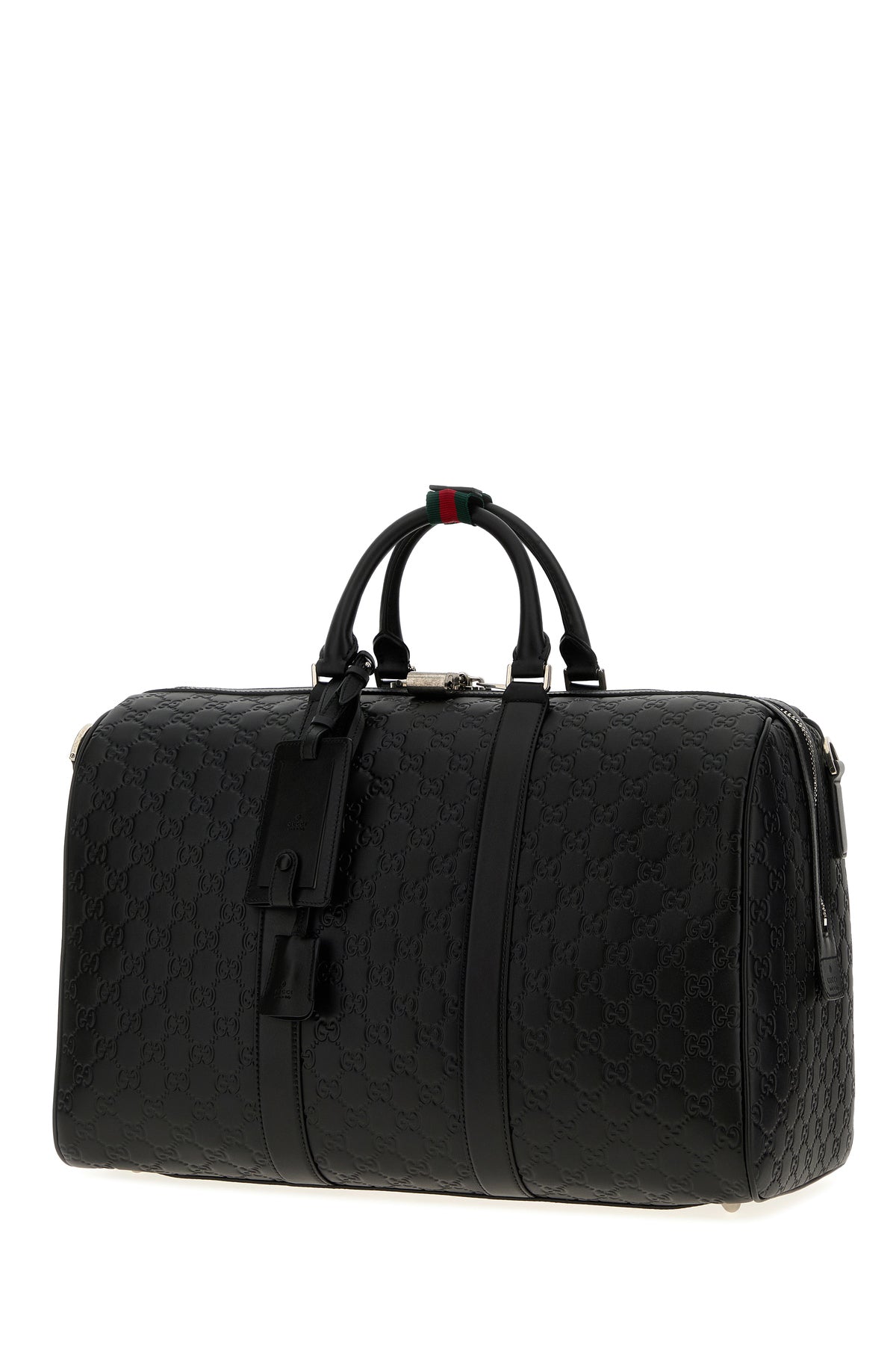 Gucci Borsa da viaggio Emblem in pelle nera, view 2