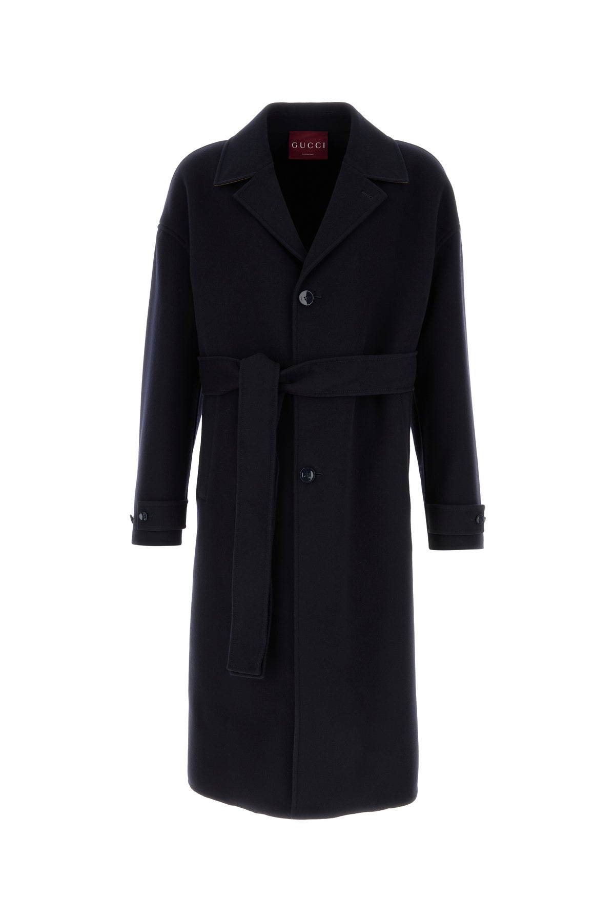 Gucci Cappotto in misto lana blu notte