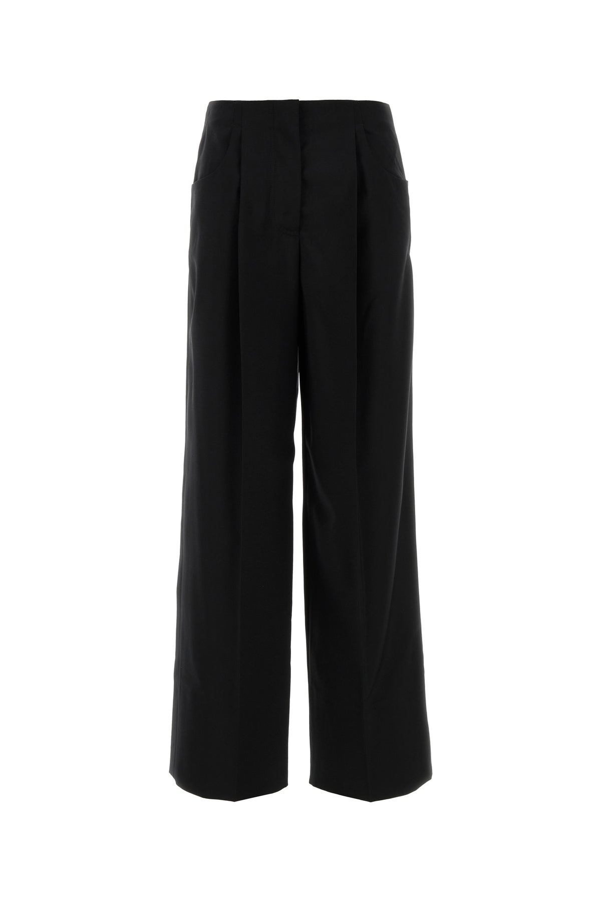 Fendi Pantalone dalla gamba ampia in misto lana nera