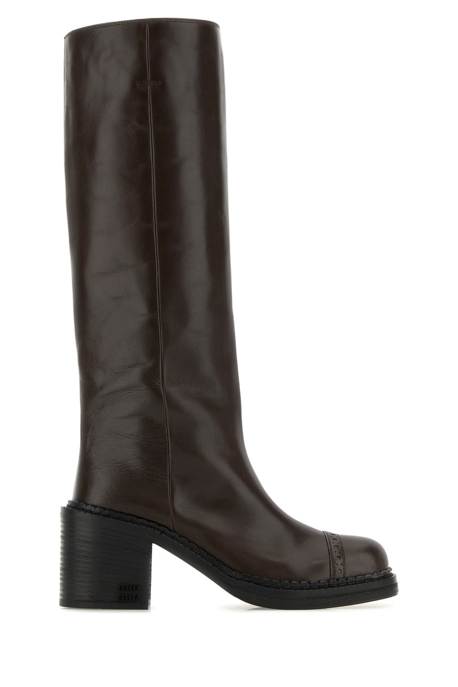 Miu Miu Stivali in pelle cioccolato
