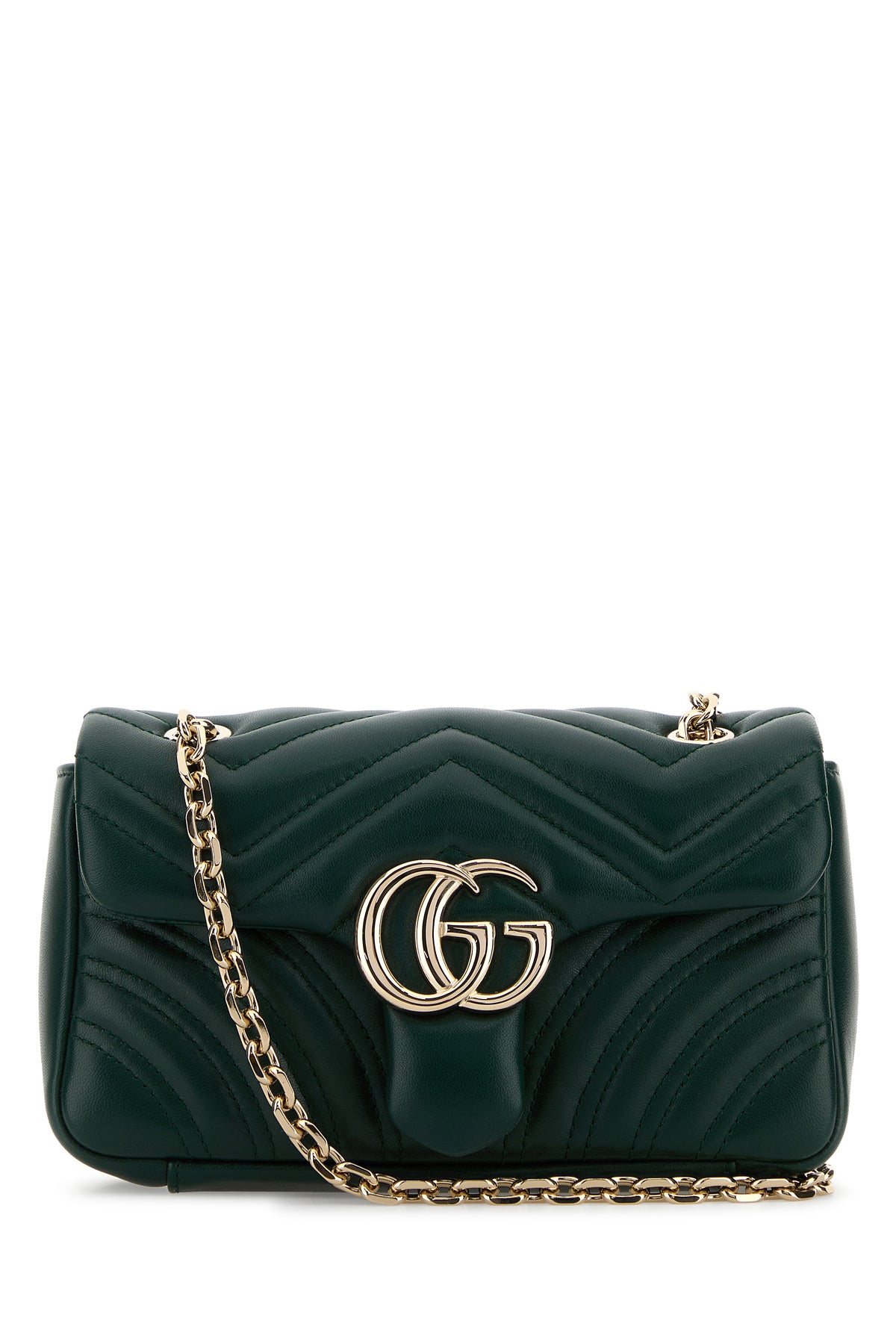 Gucci Borsa a spalla GG Marmont piccola in nappa verde scuro