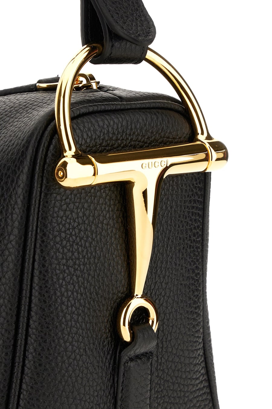 Gucci Borsa a spalla Gucci Half Horsebit media in pelle nera, view 4