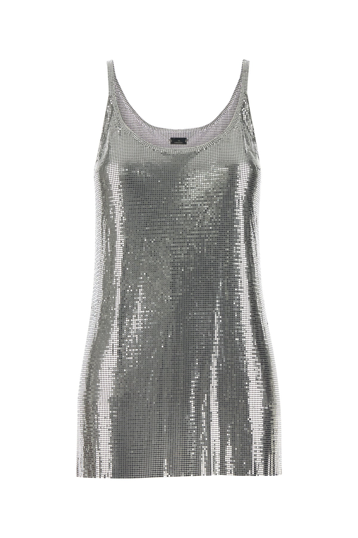 RABANNE Top in maglia metallica argento