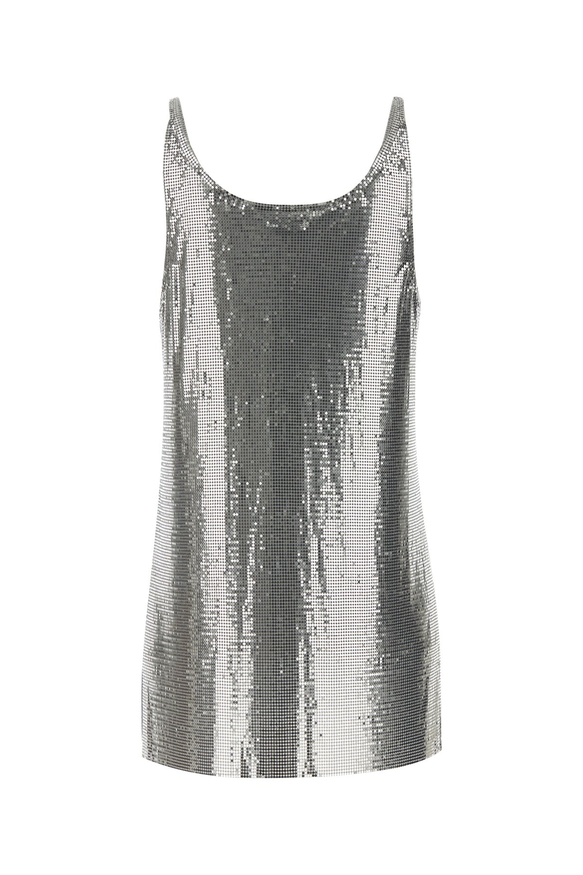 RABANNE Top in maglia metallica argento, view 2