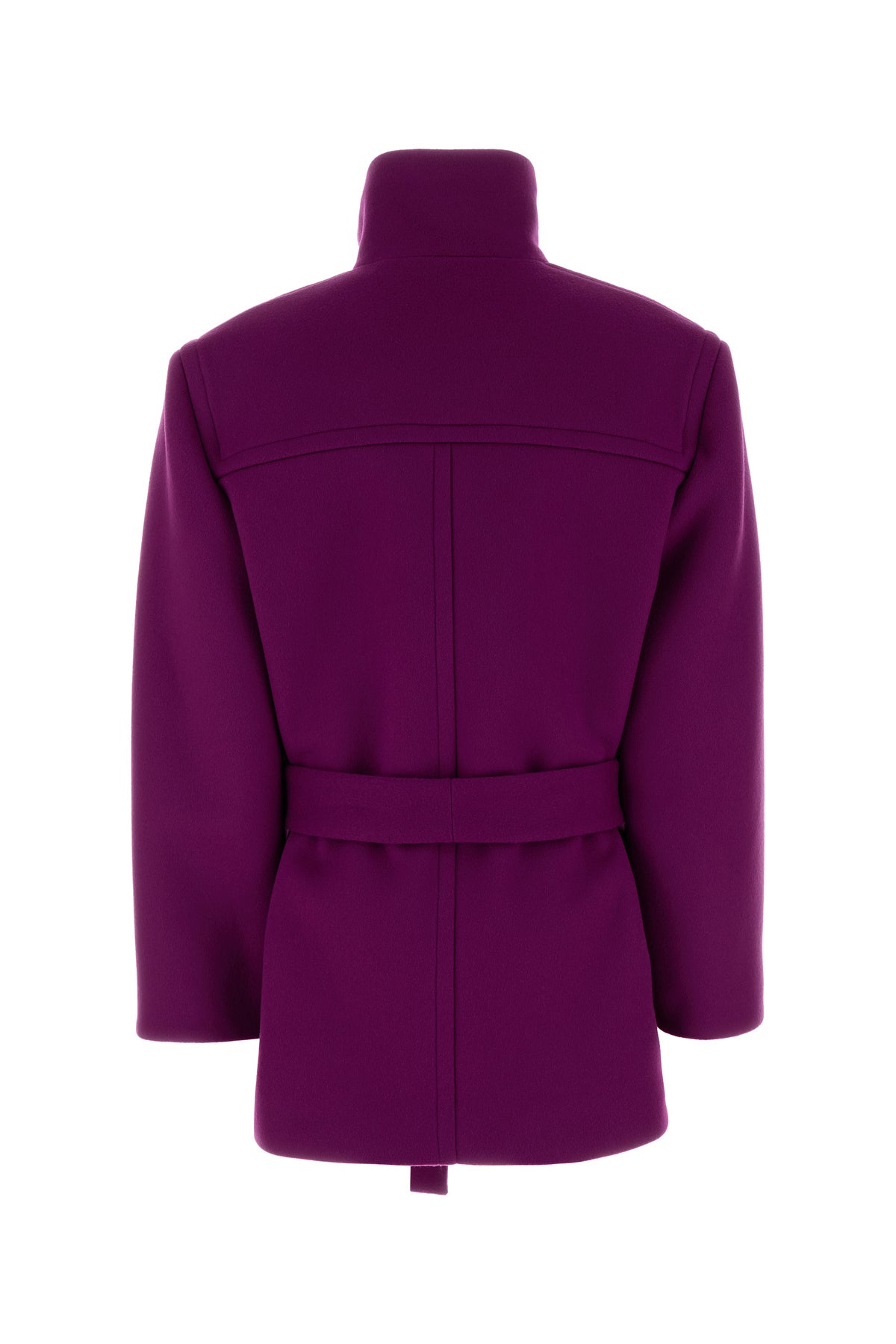 Saint Laurent Cappotto in lana porpora, view 2