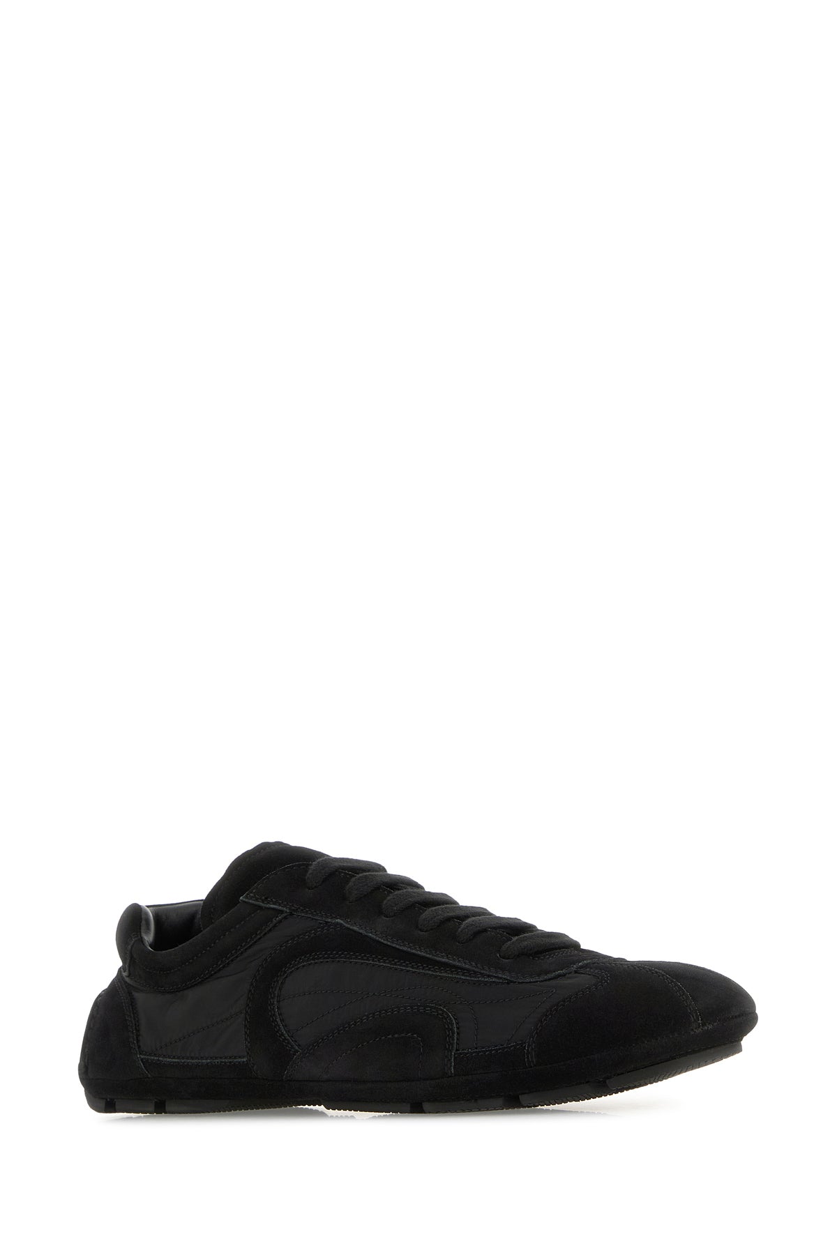 Prada Sneakers Montecarlo Re-Edition 2005 nere in pelle scamosciata e Re-Nylon, view 2