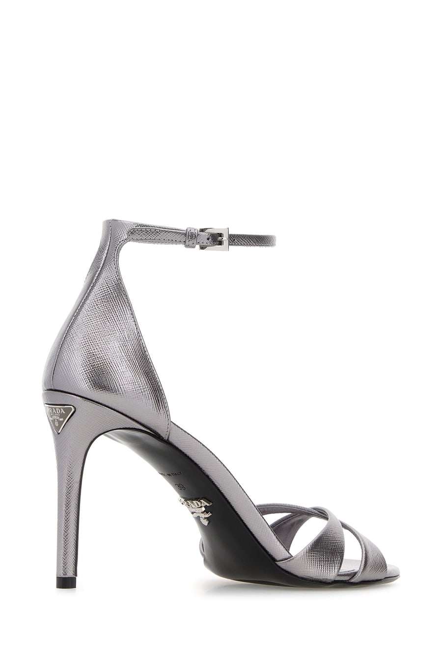Prada Sandali in pelle argento, view 3