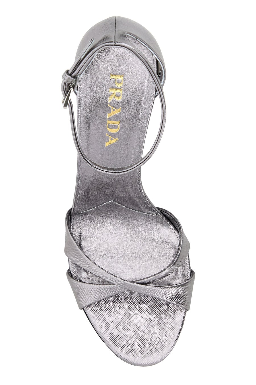 Prada Sandali in pelle argento, view 4