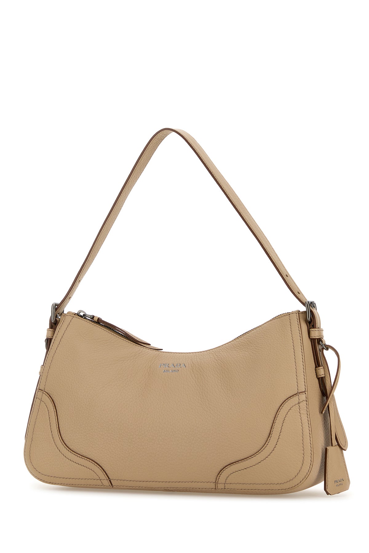 Prada Borsa a spalla in pelle beige, view 2