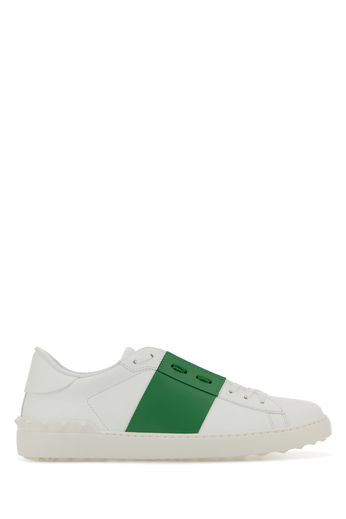 Valentino Garavani Sneakers Open in pelle bianca con banda verde