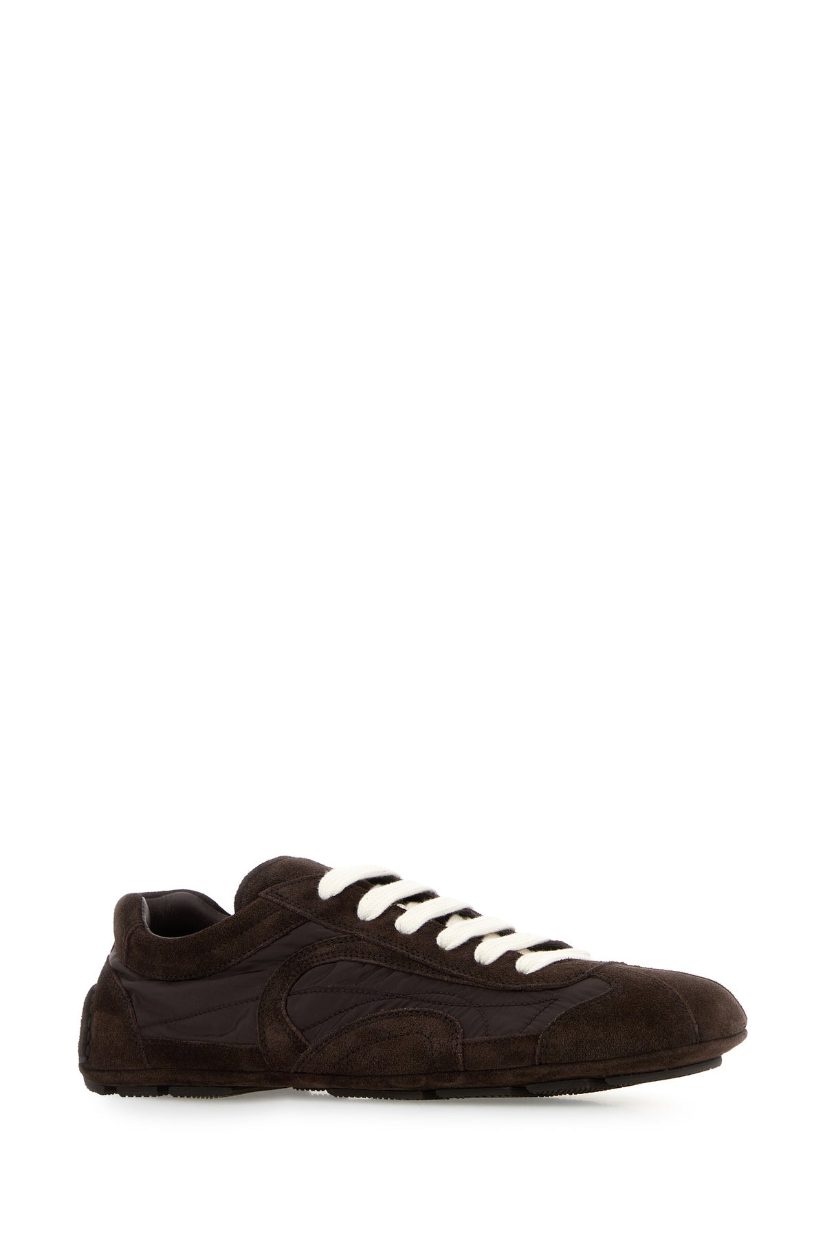 Prada Sneakers Montecarlo Re-Edition 2005 marroni in pelle scamosciata e Re-Nylon, view 2