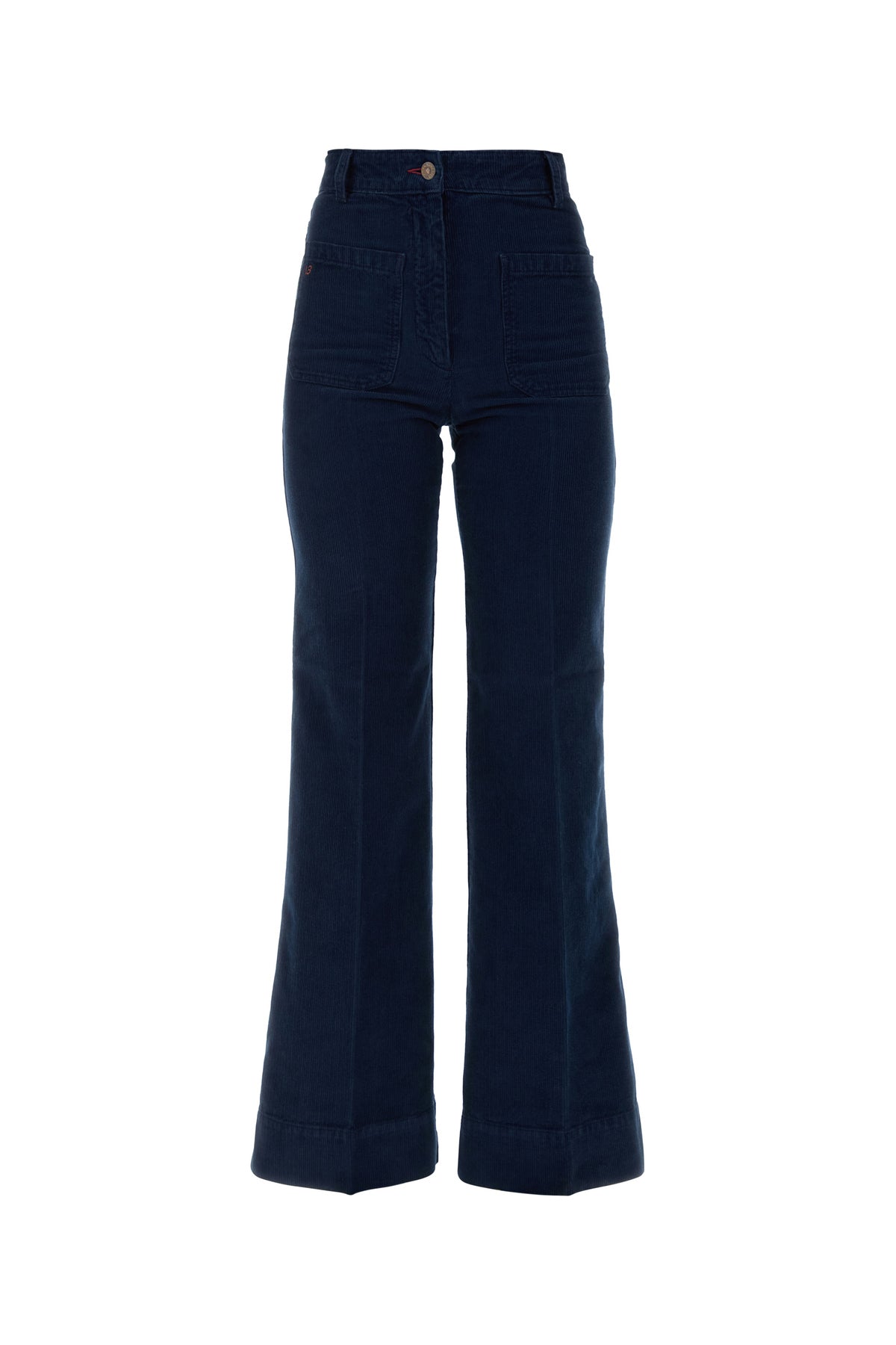 Victoria Beckham Pantalone svasato in velluto a coste blu