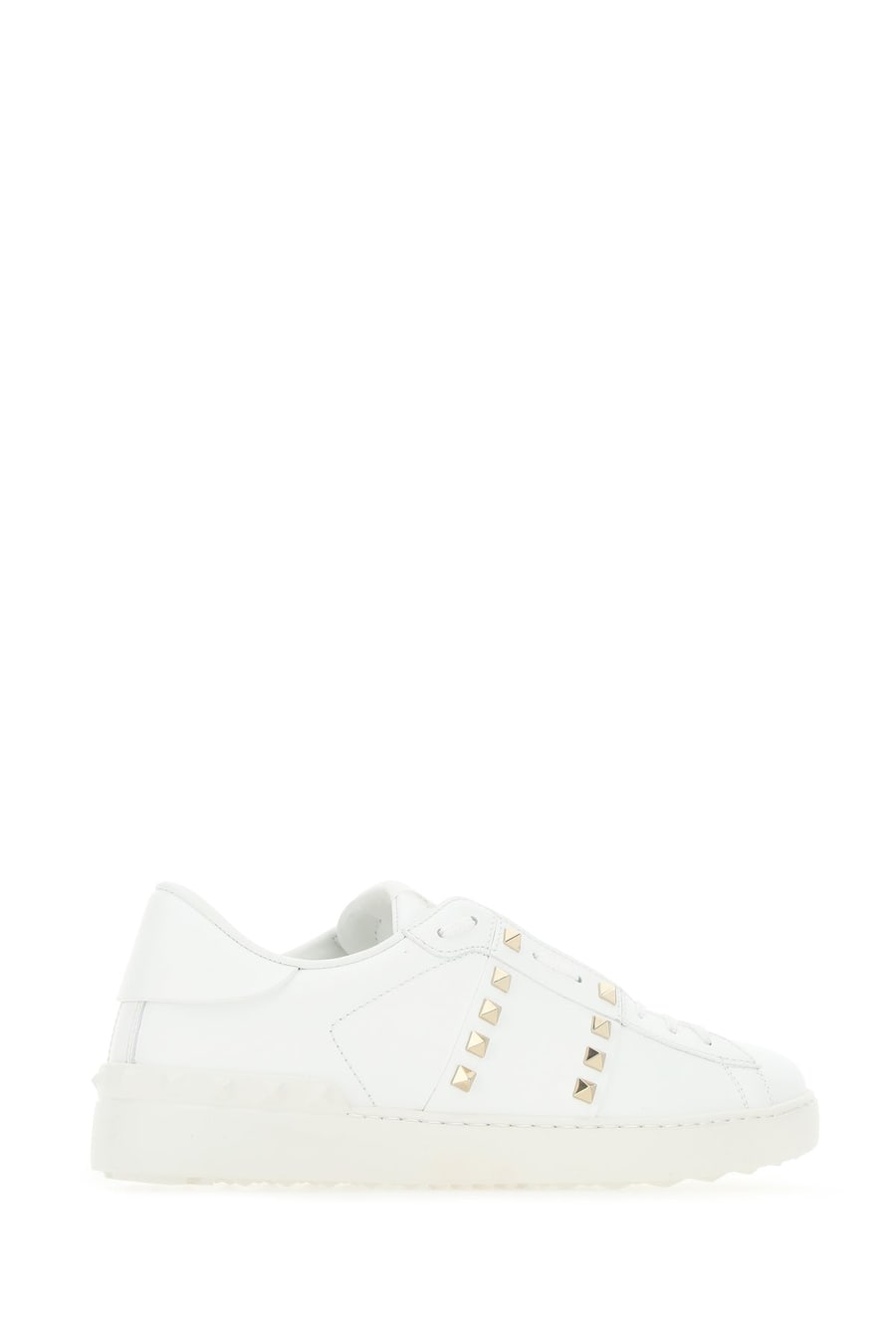 Valentino Garavani Sneakers Rockstud Untitled in pelle bianca, view 3