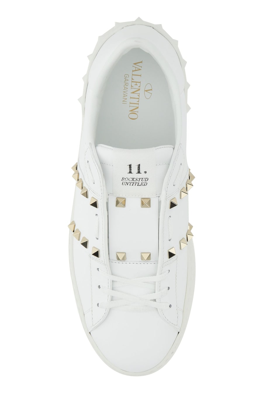 Valentino Garavani Sneakers Rockstud Untitled in pelle bianca, view 4