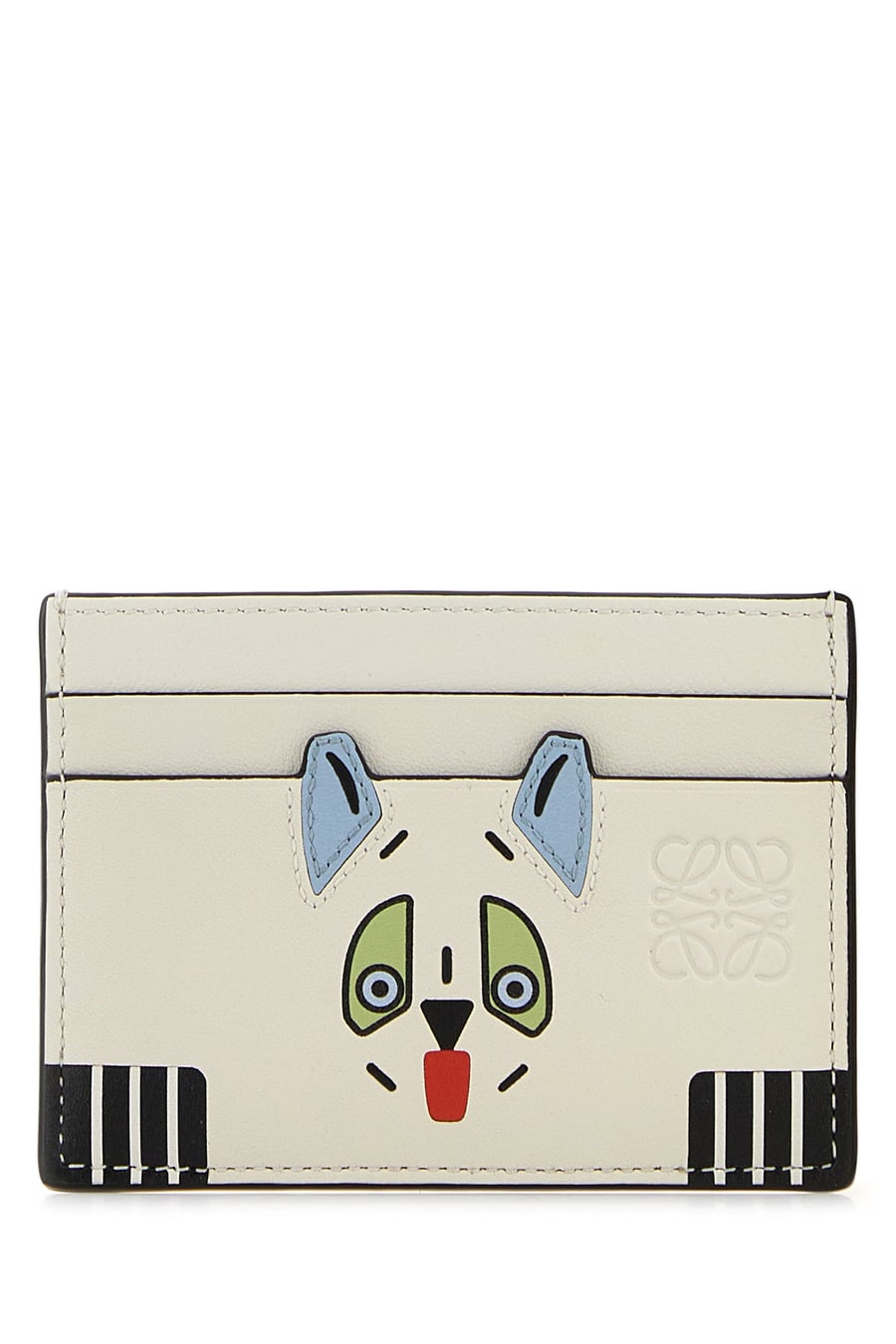 Loewe Portacarte Futurist Cats in pelle avorio