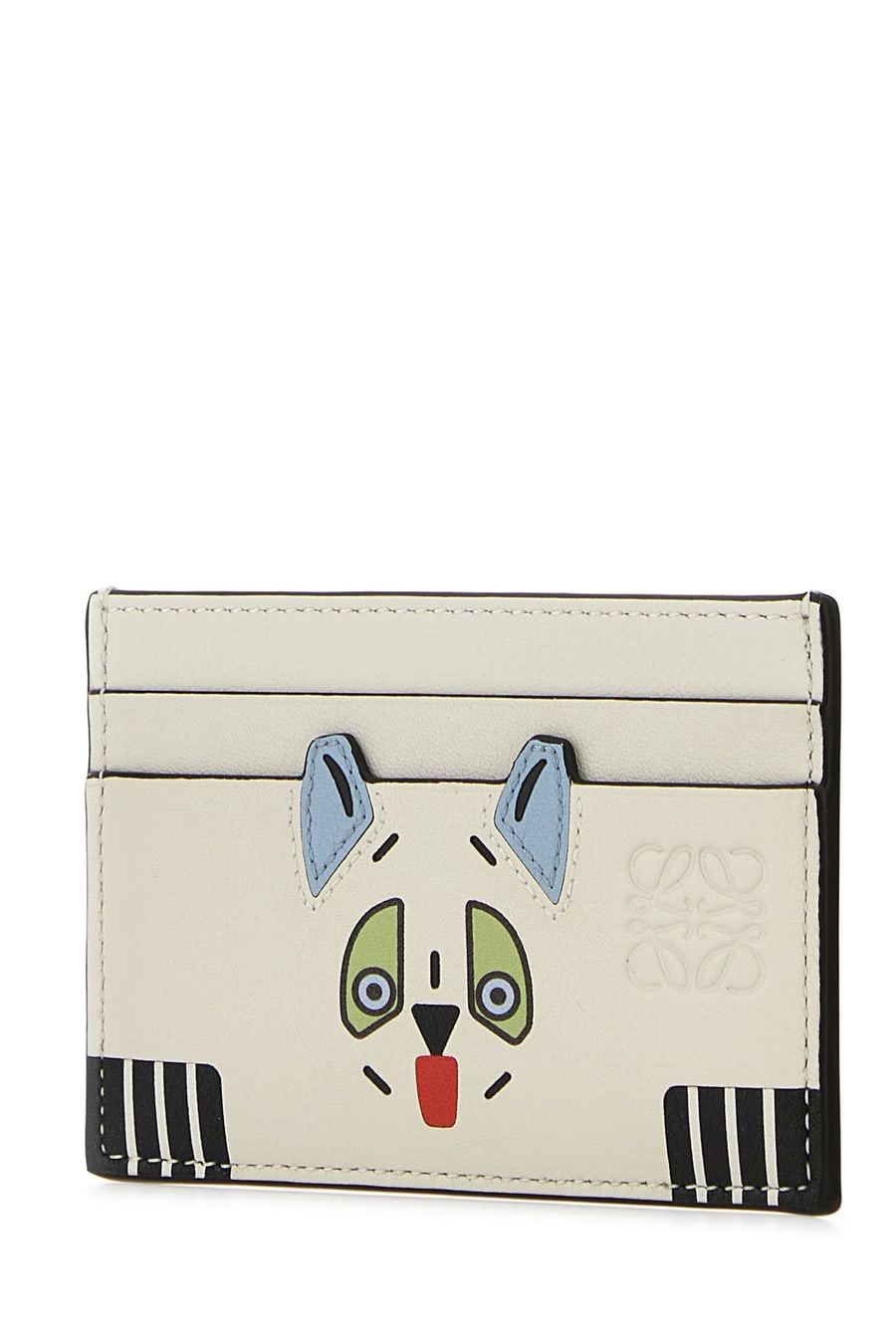 Loewe Portacarte Futurist Cats in pelle avorio, view 2