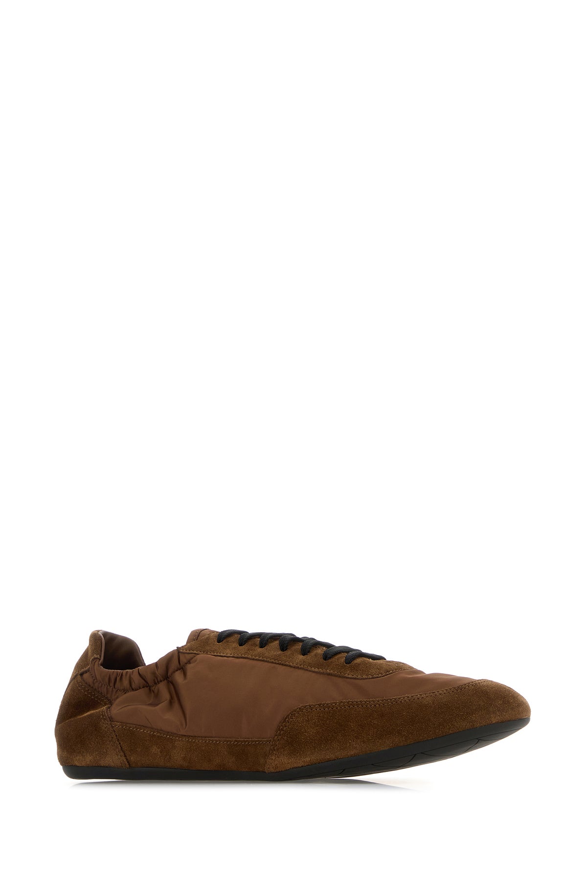 Prada Sneakers marroni in nylon e pelle scamosciata, view 2