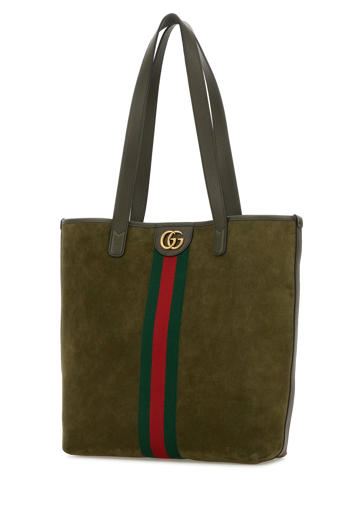 Gucci Borsa shopping Ophidia in pelle scamosciata verde oliva, view 2
