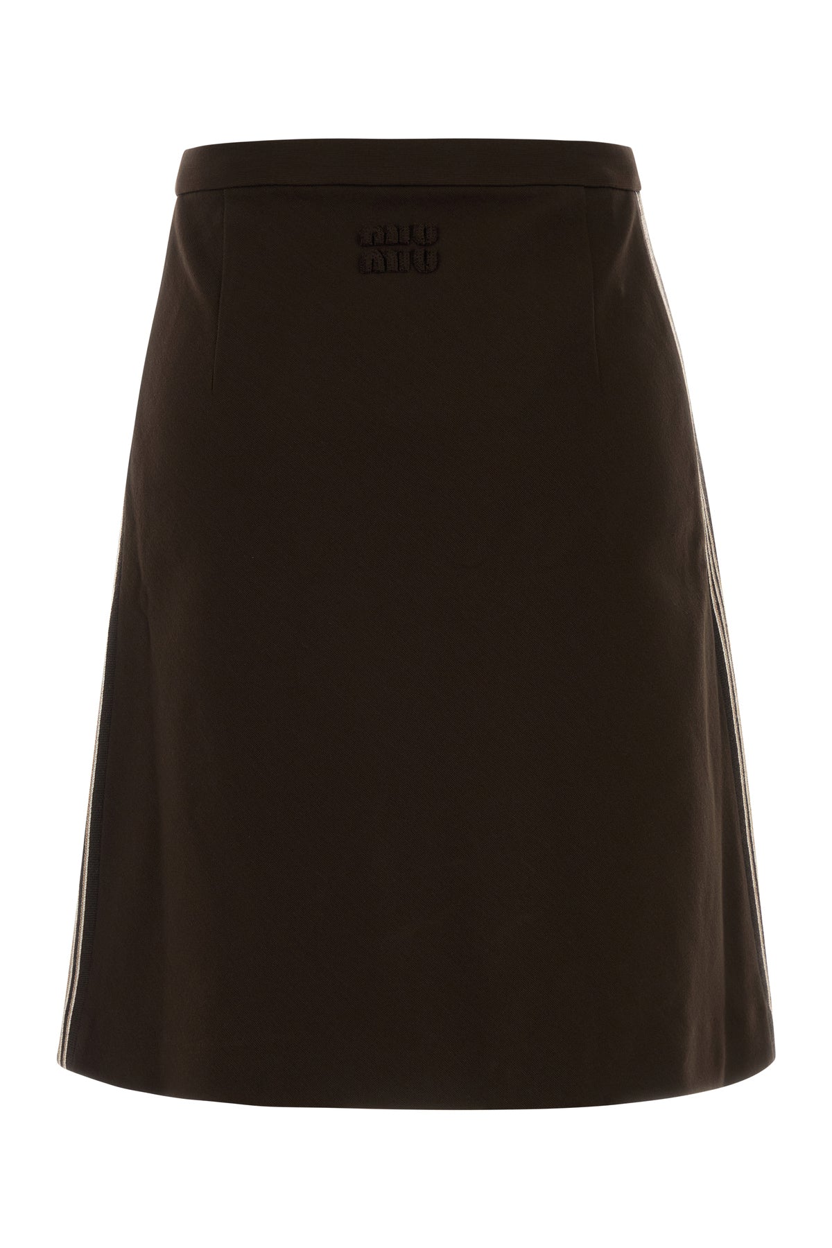 Miu Miu Gonna in misto viscosa stretch marrone, view 2