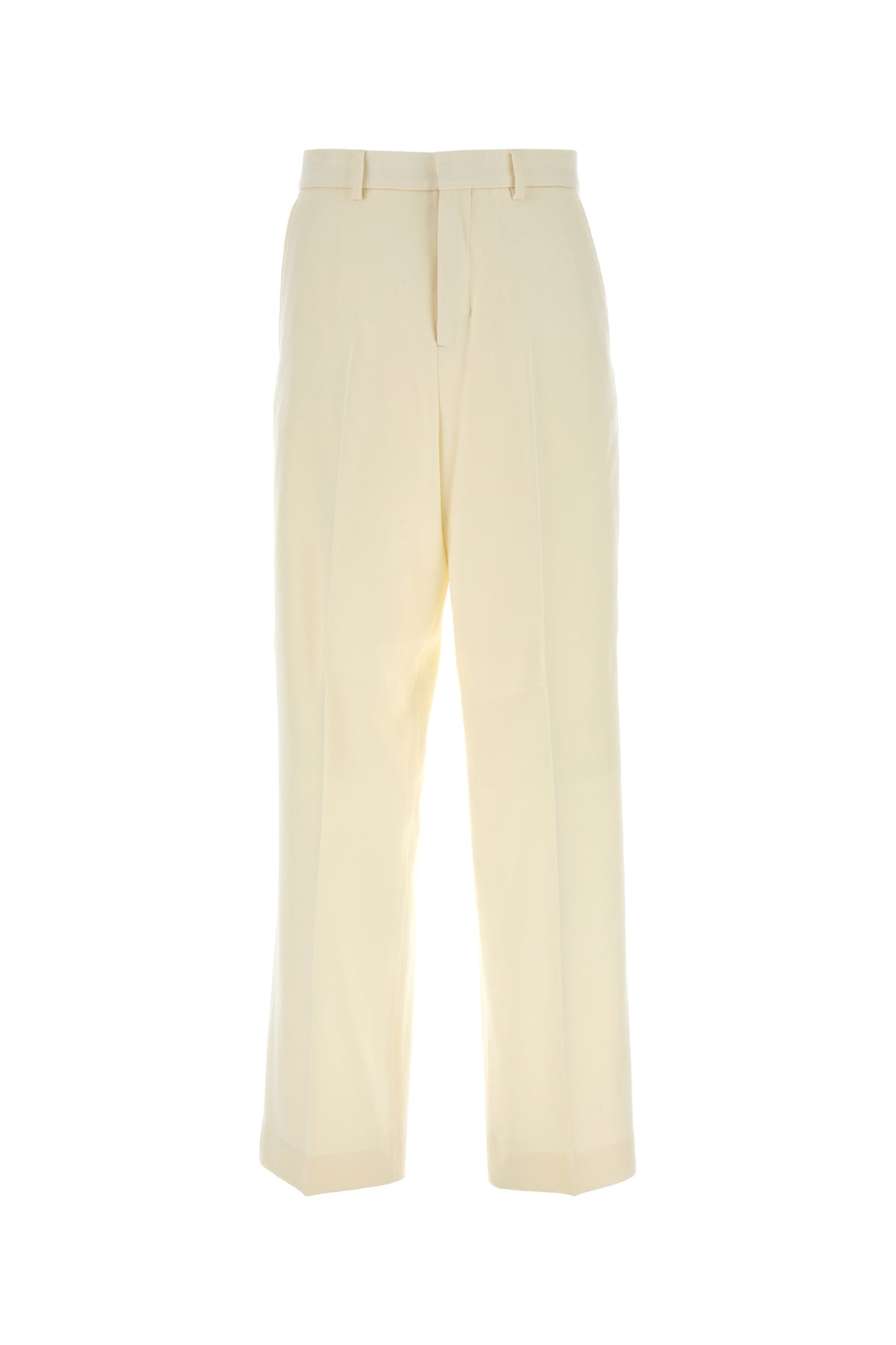 AMI Pantalone dalla gamba ampia in lana avorio