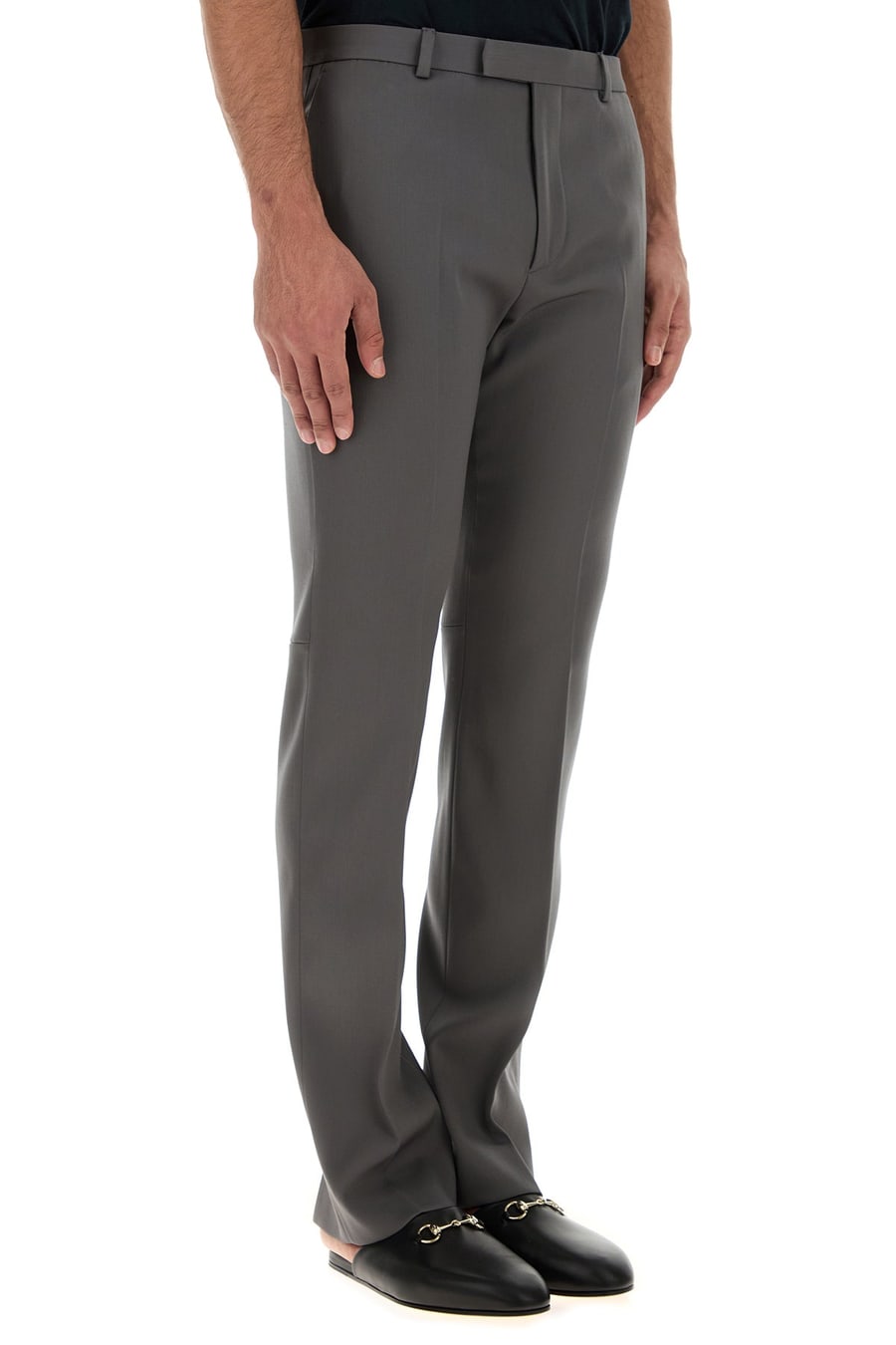 Gucci Pantalone in lana stretch grigia, view 3