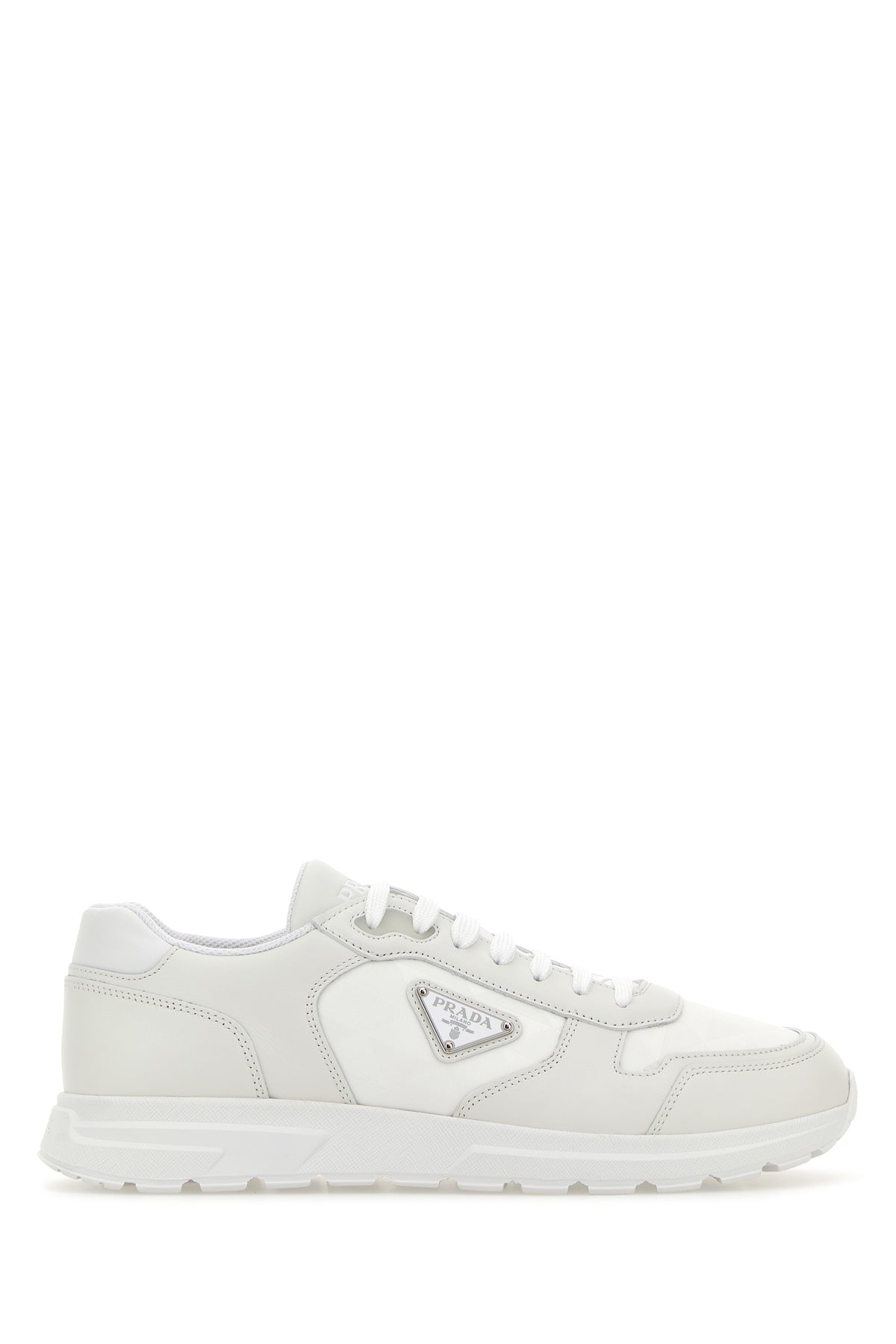 Prada Sneakers bianche in pelle e tessuto
