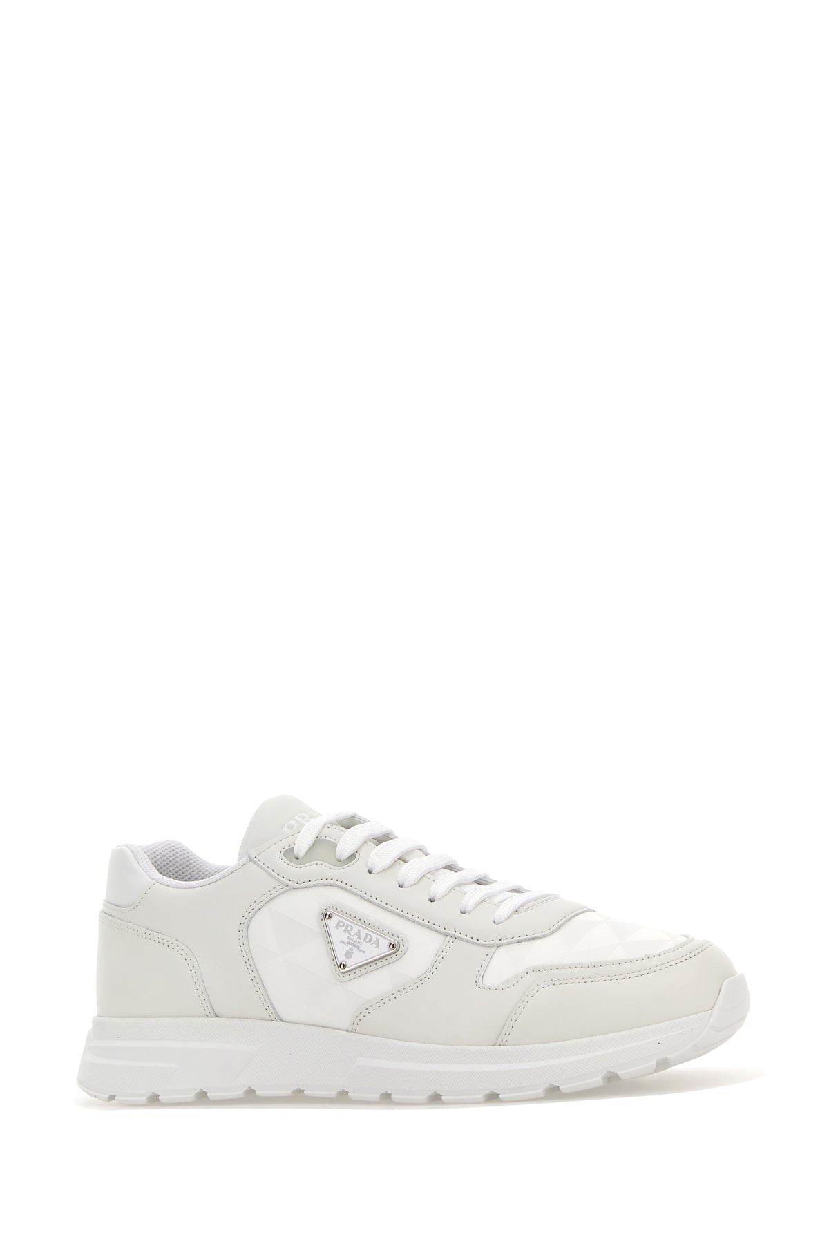 Prada Sneakers bianche in pelle e tessuto, view 2