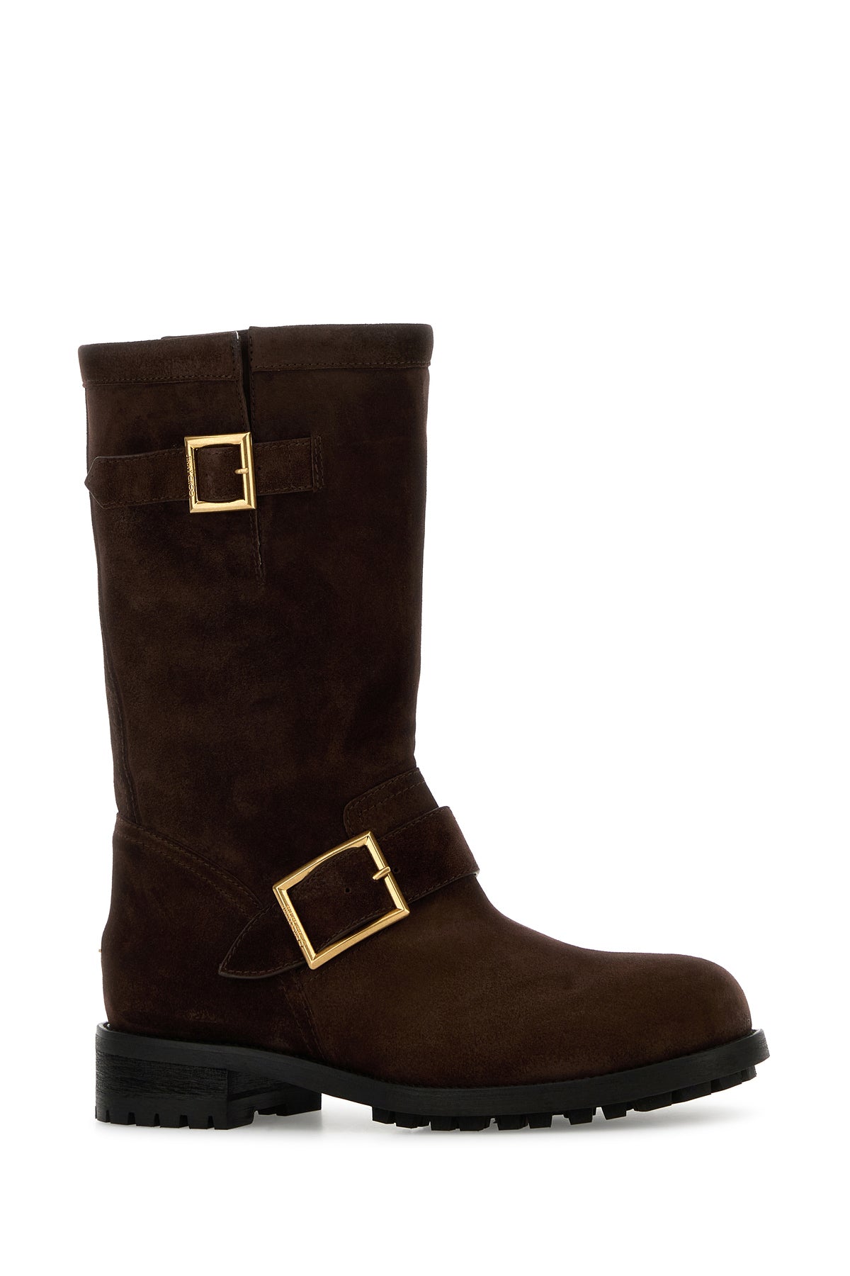 Jimmy Choo Stivaletti Biker in pelle scamosciata cioccolato, view 2