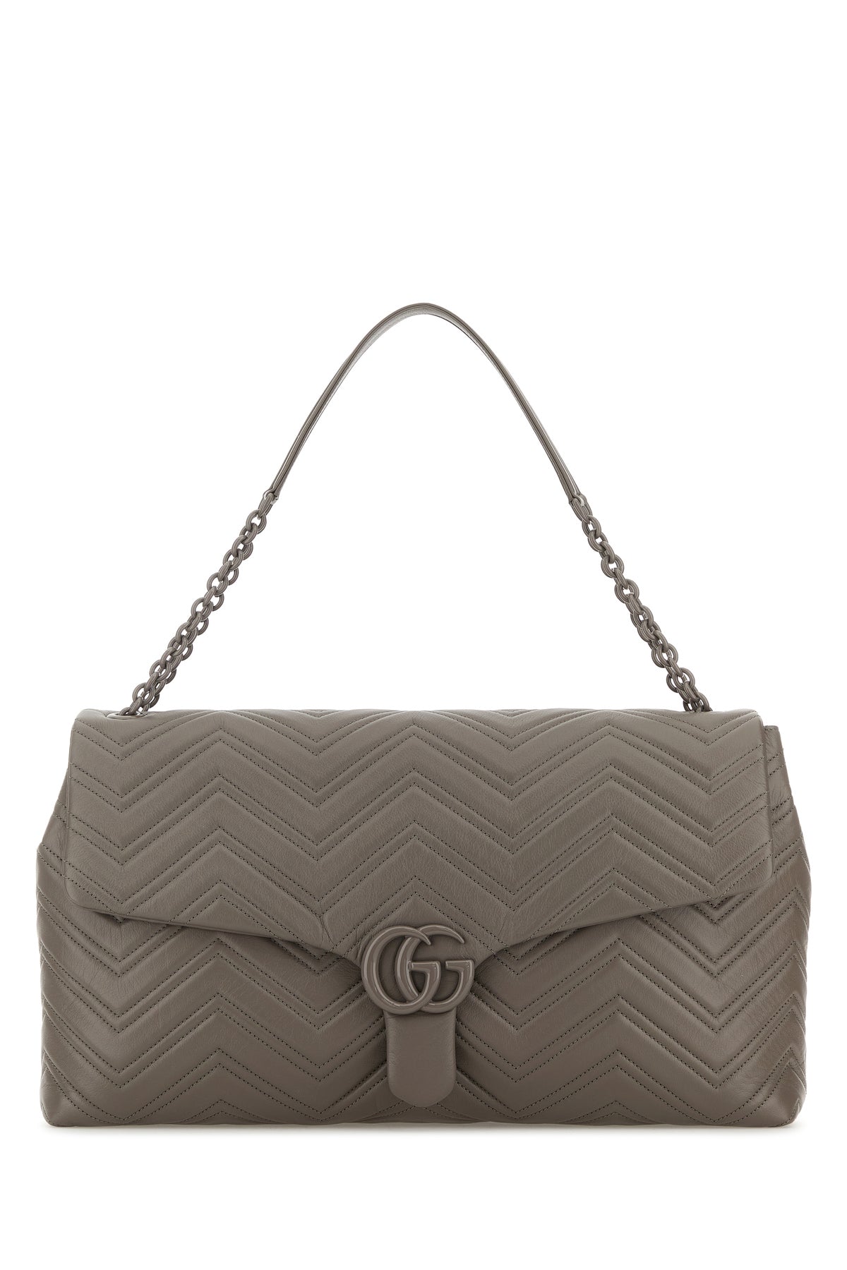 Gucci Borsa a spalla GG Marmont maxi in pelle grigia