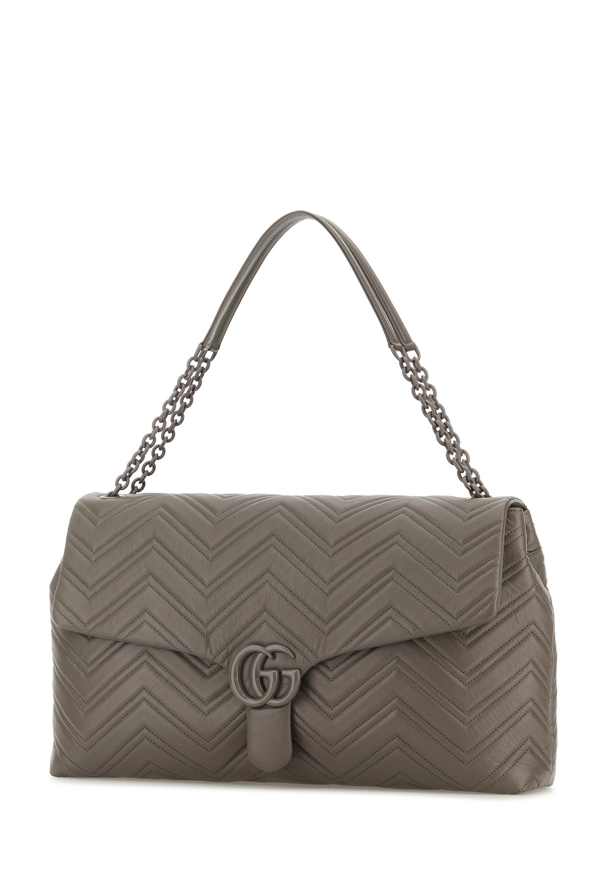 Gucci Borsa a spalla GG Marmont maxi in pelle grigia, view 2